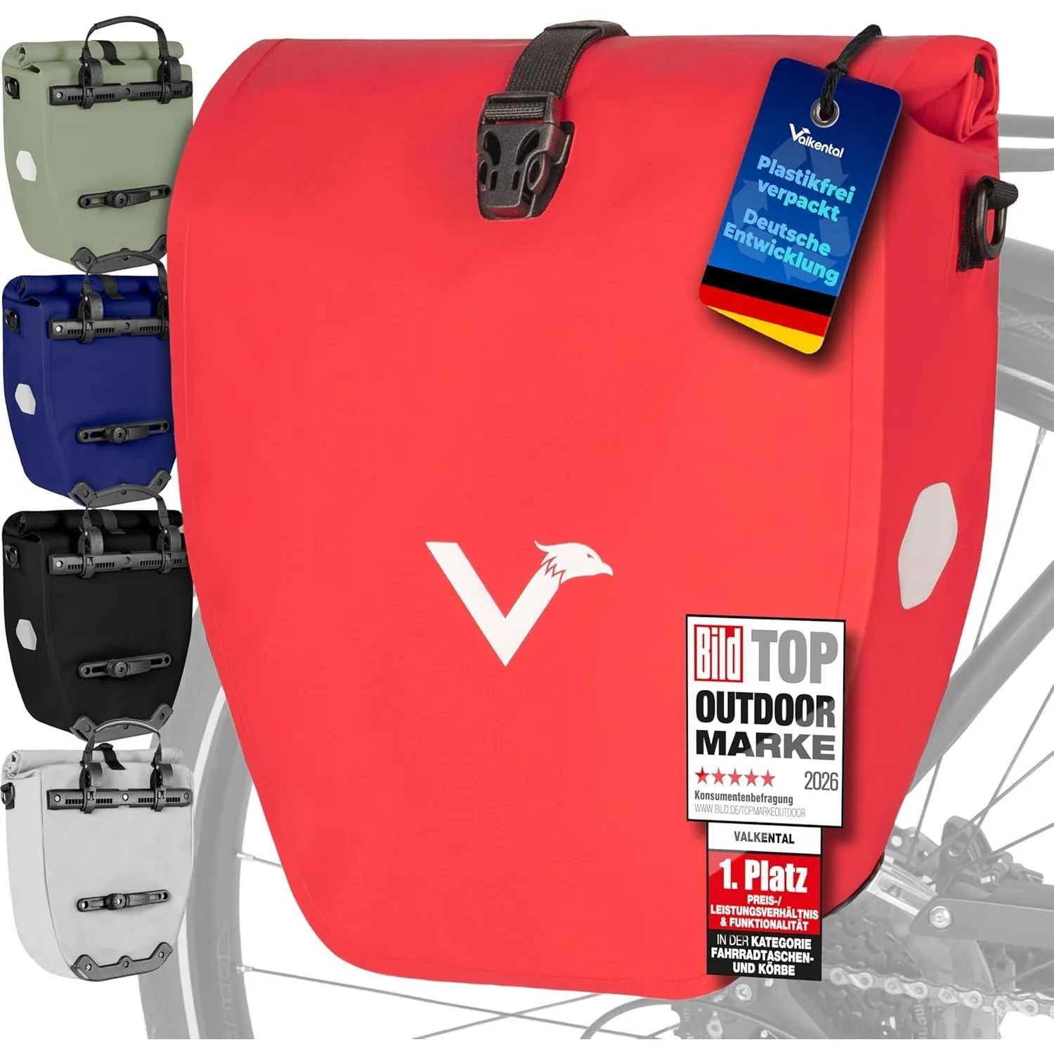 Valkental Gepäckträgertasche, Wasserdicht & Abschließbar | Abschließbar für Diebstahlschutz, große Reflektoren für Sich…