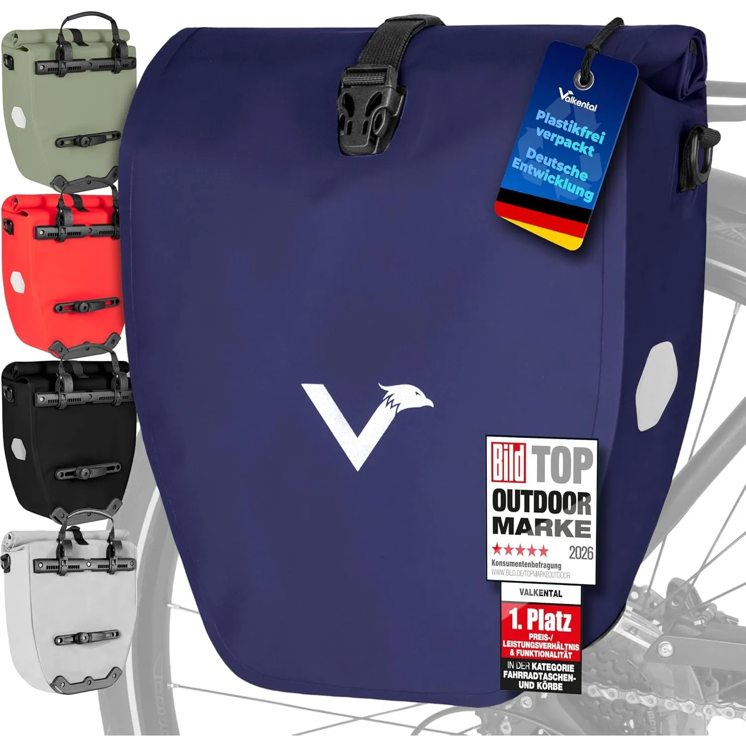 Valkental Gepäckträgertasche, Wasserdicht & Abschließbar | Abschließbar für Diebstahlschutz, große Reflektoren für Sich…