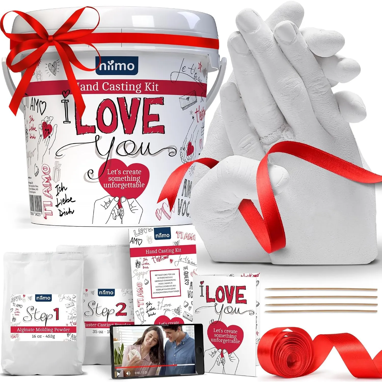 Niimo® 'I Love You' Handabdruck Set für Paare - inkl. Geschenkkarte
