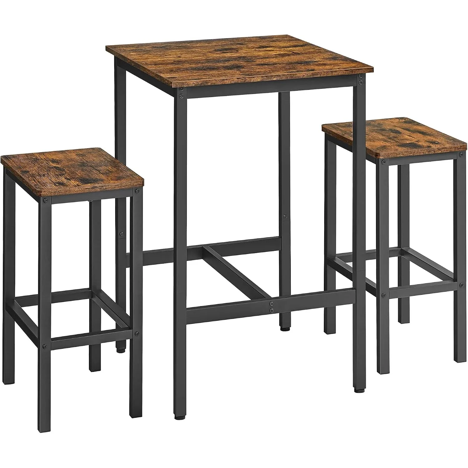 VASAGLE Bartisch mit Barhocker-Set, Esstisch mit 2 Stühlen