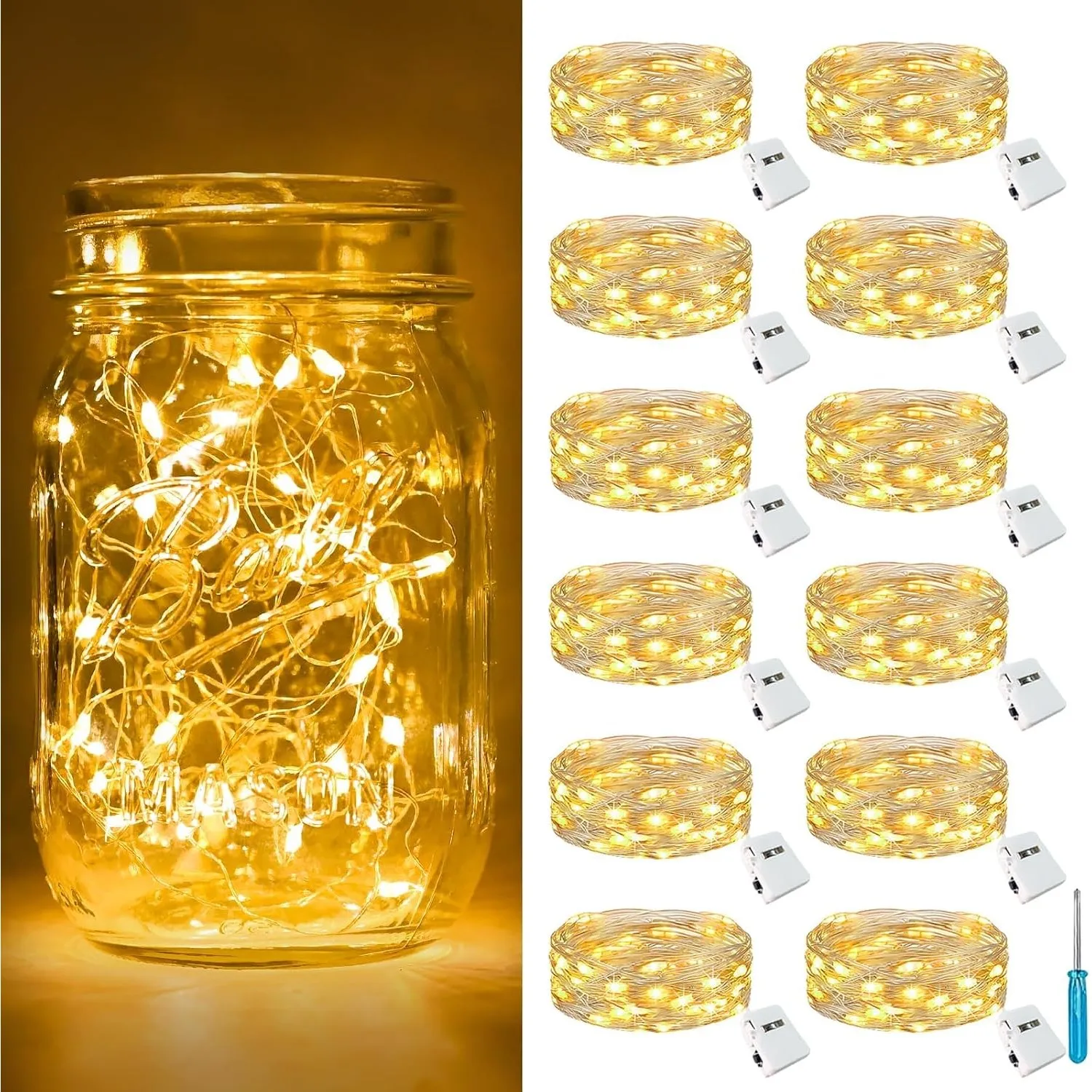 btfarm 12 Stück/3 Modi Lichterkette Batterie, 2M 20 LED Lichterkette Klein