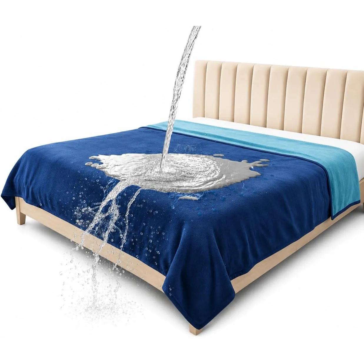wasserdichte Decke, Hundedecke Wasserdicht, Flauschig, Katzendecke, Königsblau/Dunkelgrün, Tagesdecke (203x229cm)