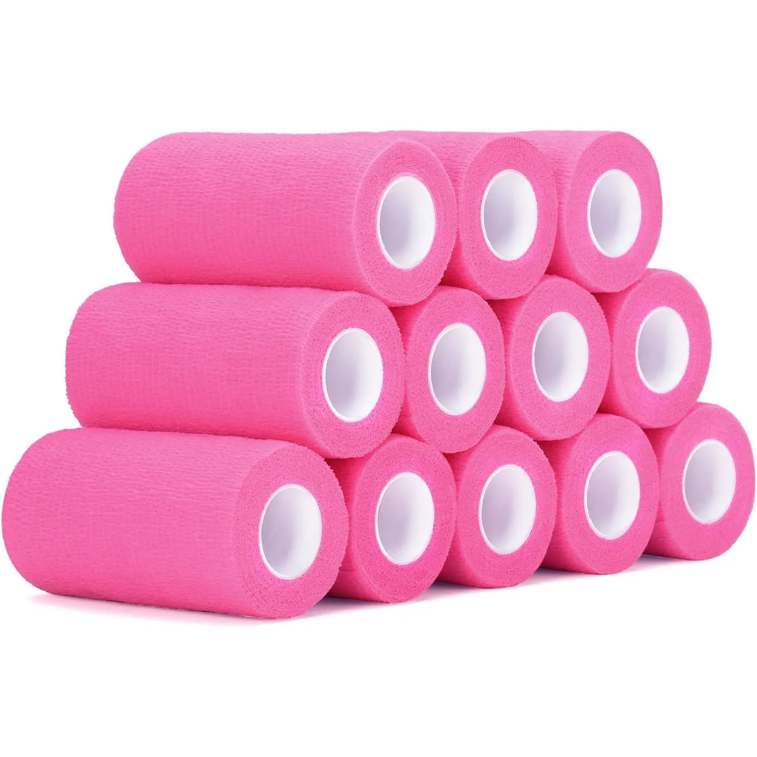 12 Rollen Selbstklebender Verband 10cm Kohäsive Bandage (Rosa)