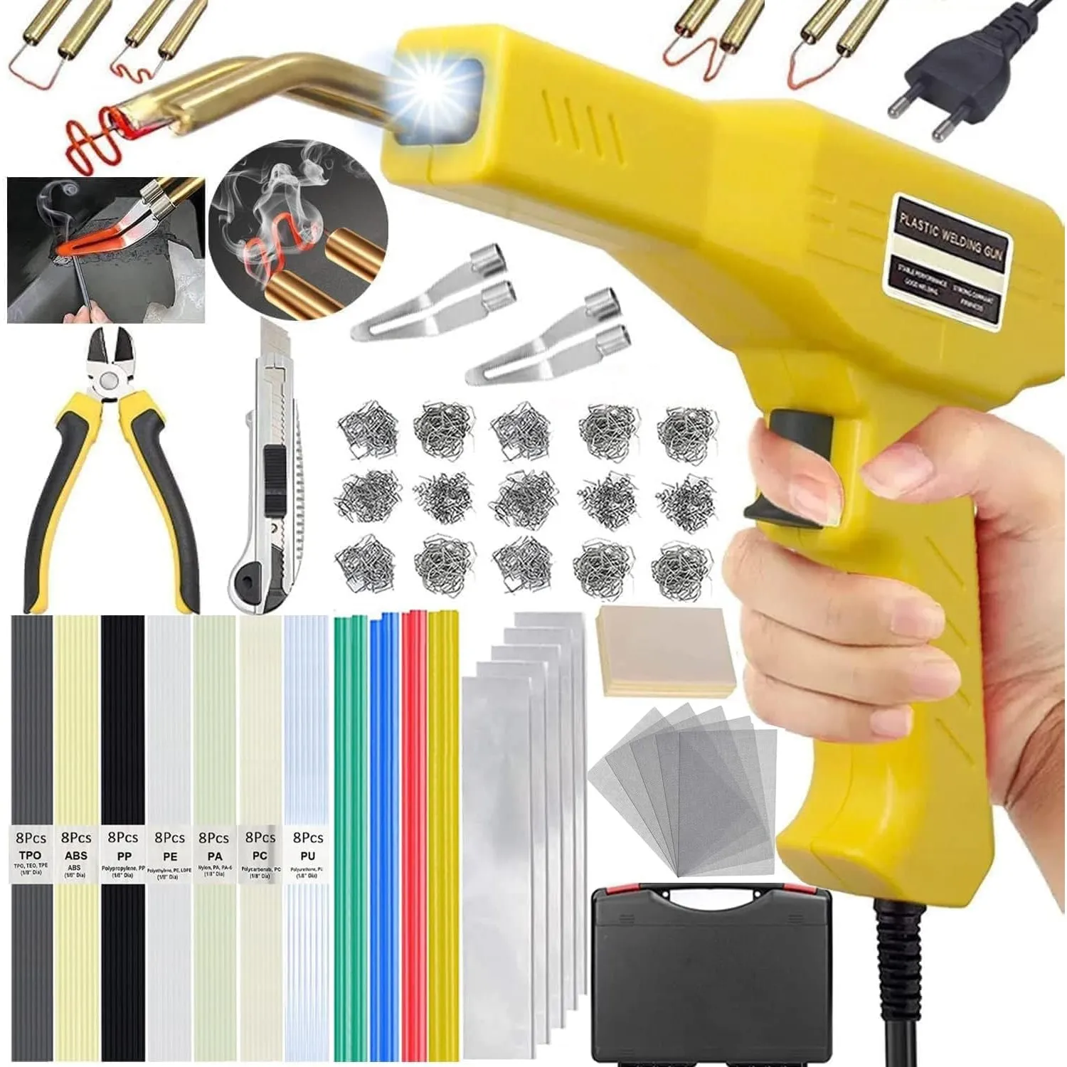220W Kunststoff Schweißgerät 2-in-1 Auto Kunststoff Reparatur Set mit 800PCS Schweißnagel&64Stk 8 Typen Schweißstäbe,Sc…