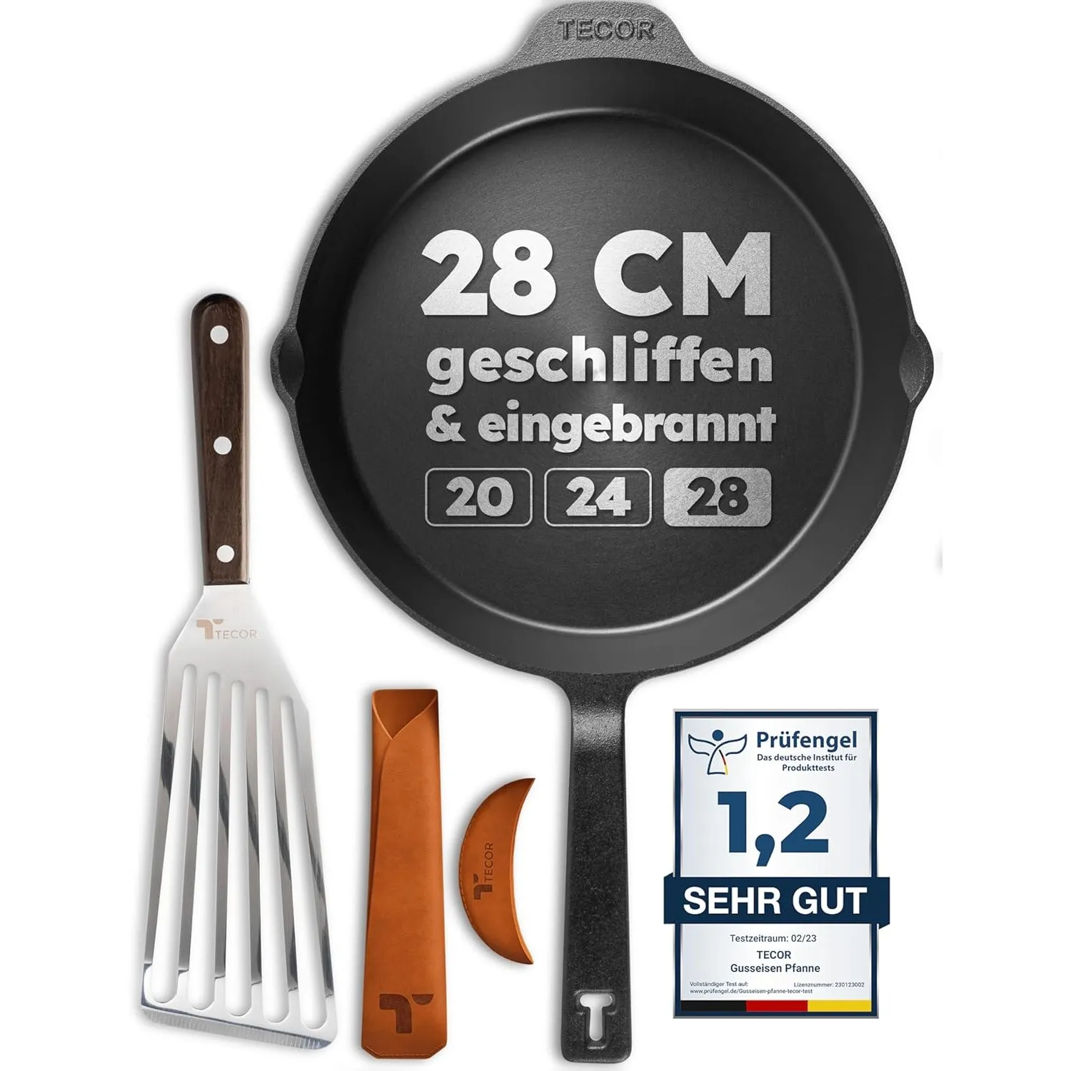 TECOR Gusseisenpfanne Induktion 28 cm geschliffen, universell, natürlich