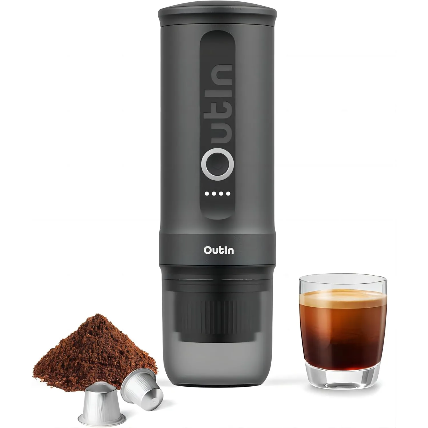 OutIn Nano Tragbare Elektrische Espressomaschine mit USB-C, Space Grey