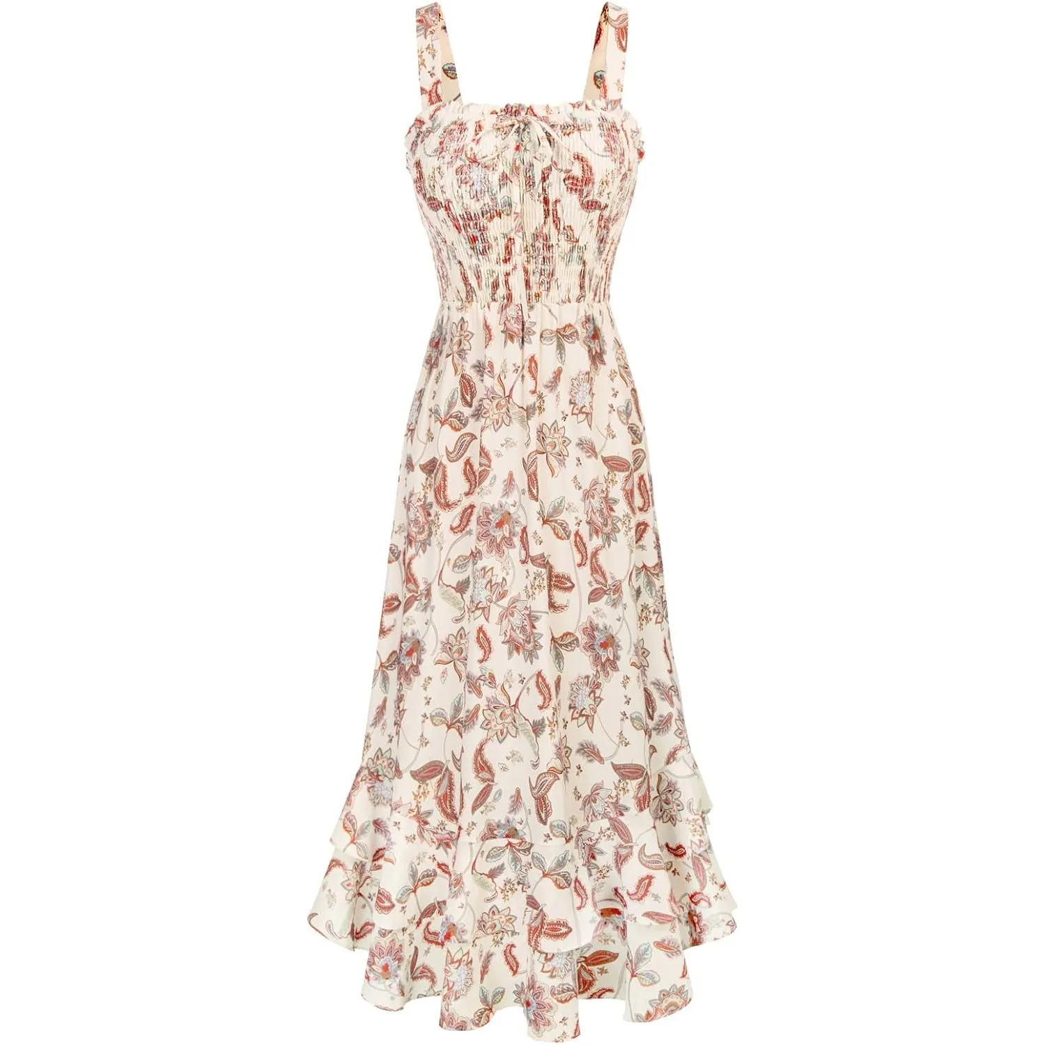 GRACE KARIN Damen langes Blumenkleid Ärmellos Spaghettiträger Freizeitkleid Böhmisch Maxikleid Strandkleider Urlaub