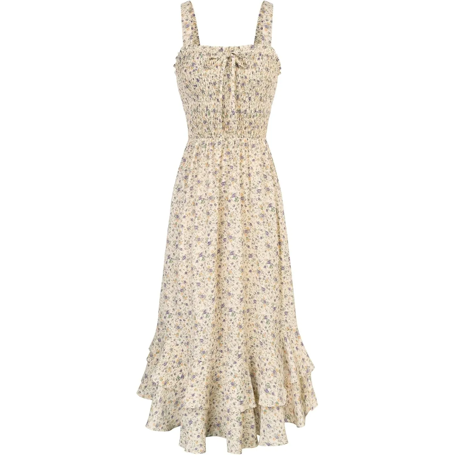 GRACE KARIN Damen langes Blumenkleid Ärmellos Spaghettiträger Freizeitkleid Böhmisch Maxikleid Strandkleider Urlaub