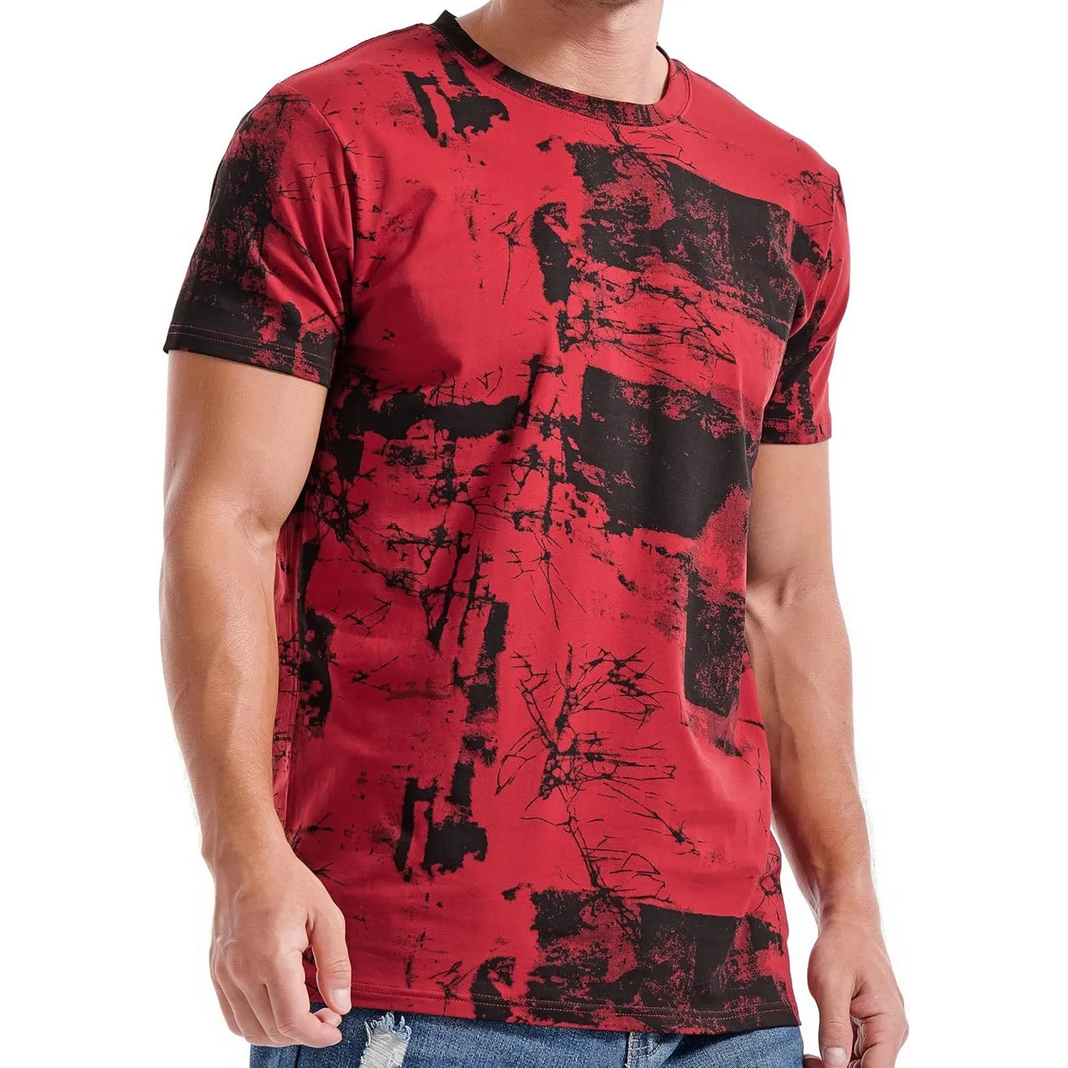 RONOMO Herren T-Shirt 95% Baumwolle 5% Spandex, Mikroelastik, Hautfreundlich