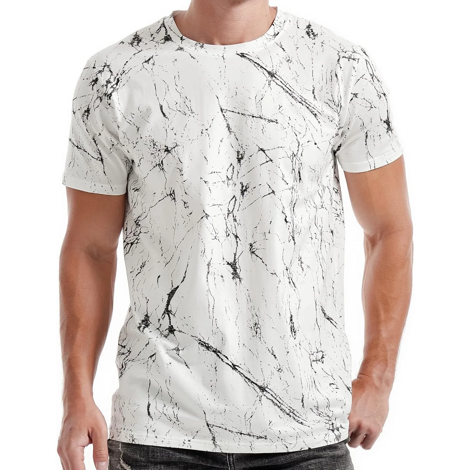 RONOMO Herren T-Shirt 95% Baumwolle 5% Spandex, Mikroelastik, Hautfreundlich