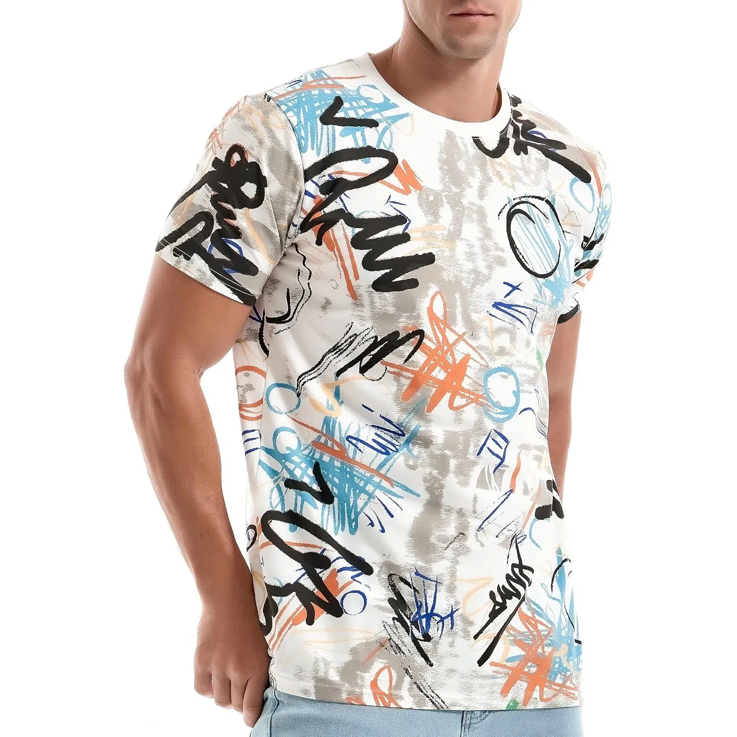 RONOMO Herren T-Shirt 95% Baumwolle 5% Spandex, Mikroelastik, Hautfreundlich