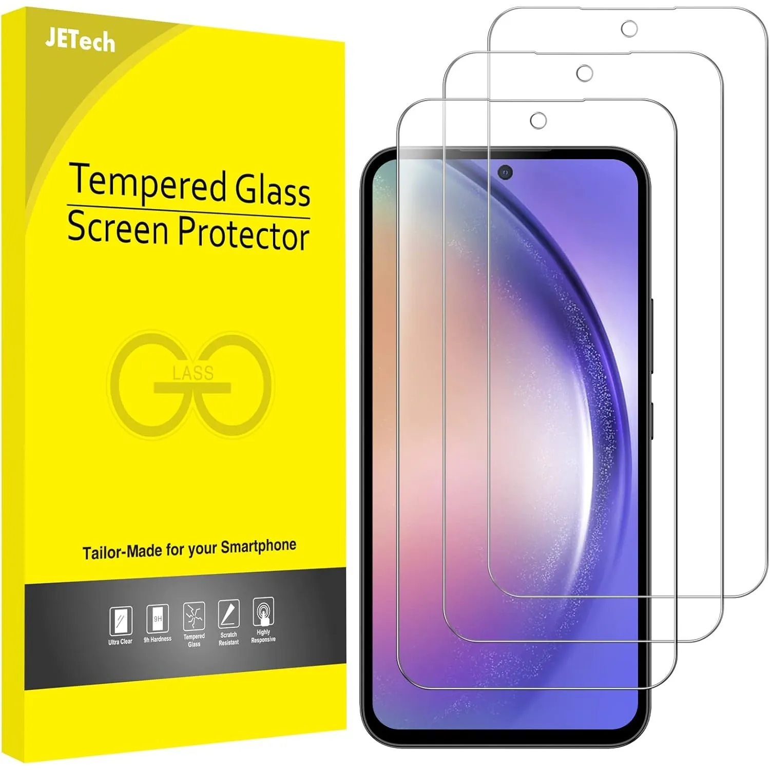 JETech Schutzfolie für Samsung Galaxy A54 5G 6,4 Zoll, 9H Panzer Schutz Glas Folie Displayschutz, Kratzfest, HD Klar, 3…