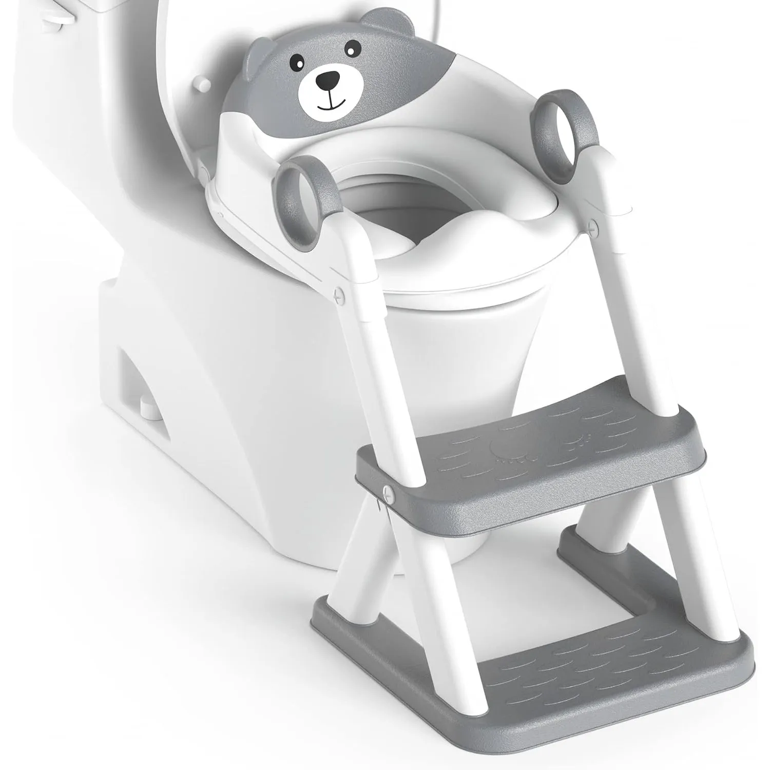 Toilettenleiter für Kinder, Toilettensitz mit Treppe (Grau)