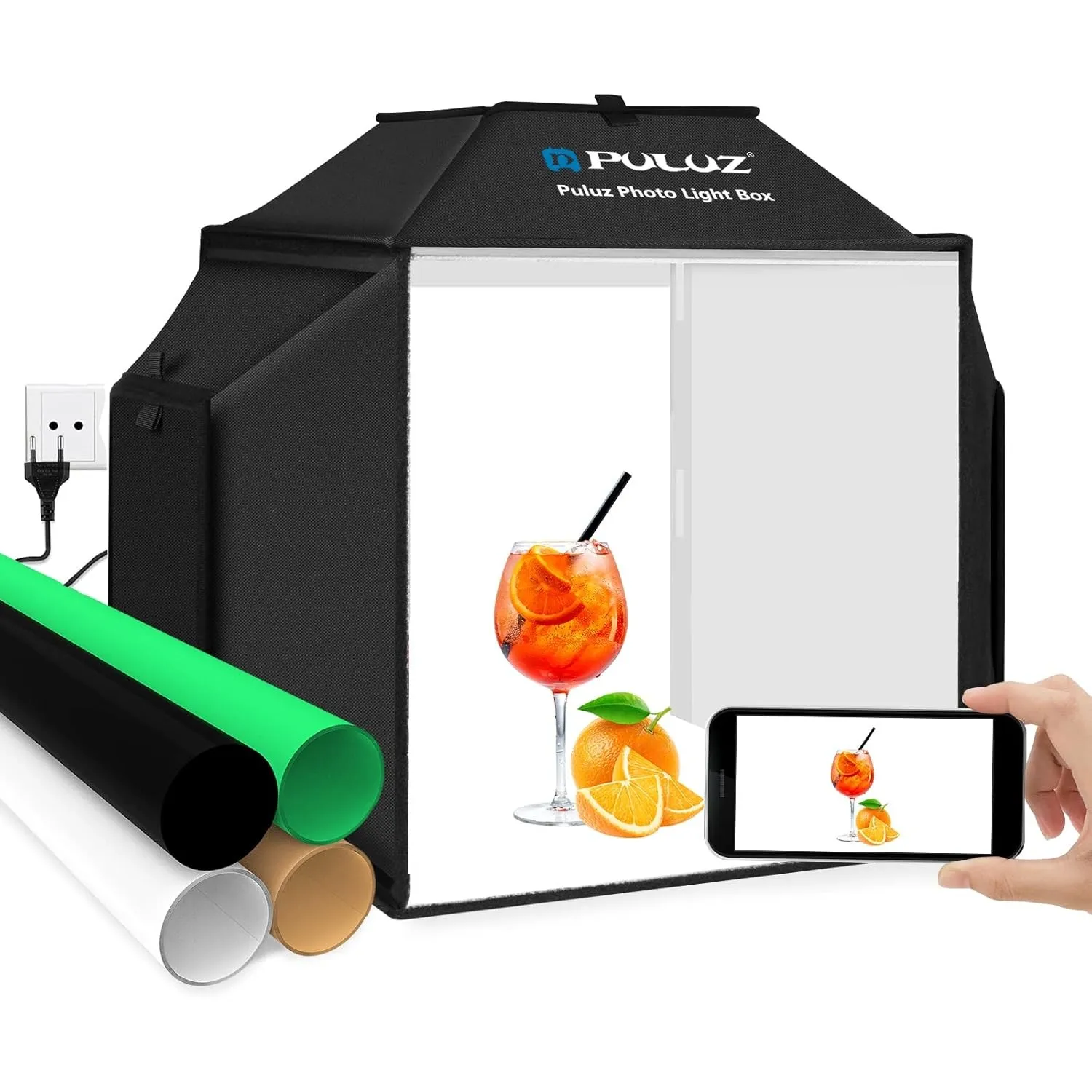 Fotobox & Softbox, PULUZ 40x40cm Fotostudio Set für produktfotografie, Faltbare Foto Lichtbox Fotografie Lichtzelt-Kit …