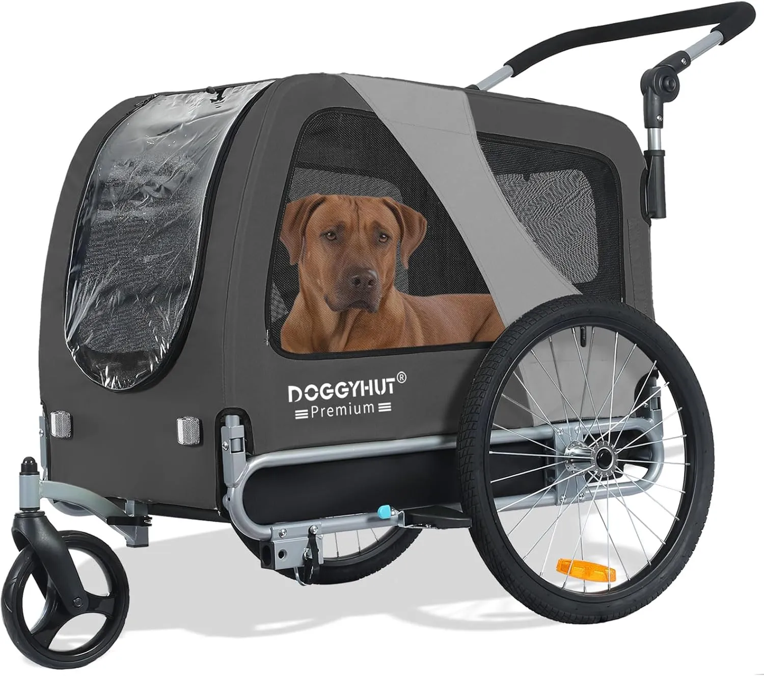 DOGGYHUT® Premium Large 2 in 1 Hunde fahrradanhänger & Hundebuggy Jogger Hundeanhänger groß ca. 270 Liter Volumen für m…