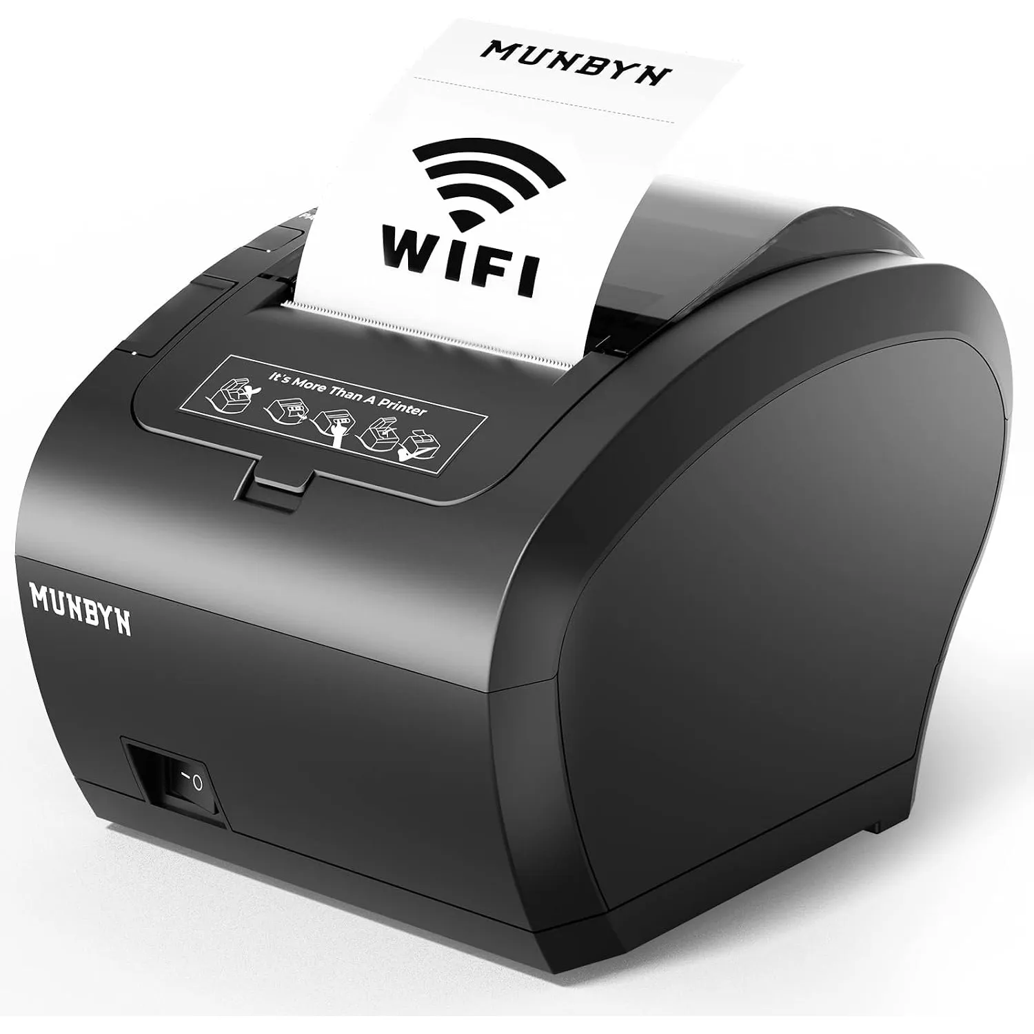 MUNBYN Thermodrucker Bondrukcer P047 mit Einzel-USB-Anschluss, 80mm POS-Drucker, WiFi Thermodirektdrucker kompatibel mi…