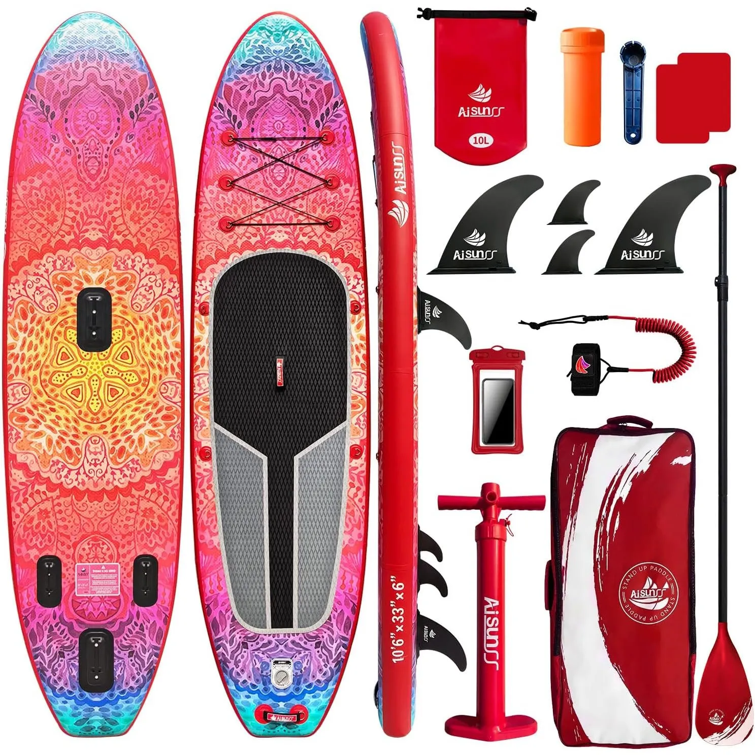 Aufblasbare Stand Up Paddle Boards mit Premium SUP Paddle Board Zubehör, 10L wasserdichter Dry Bag, Wide Stable Design,…