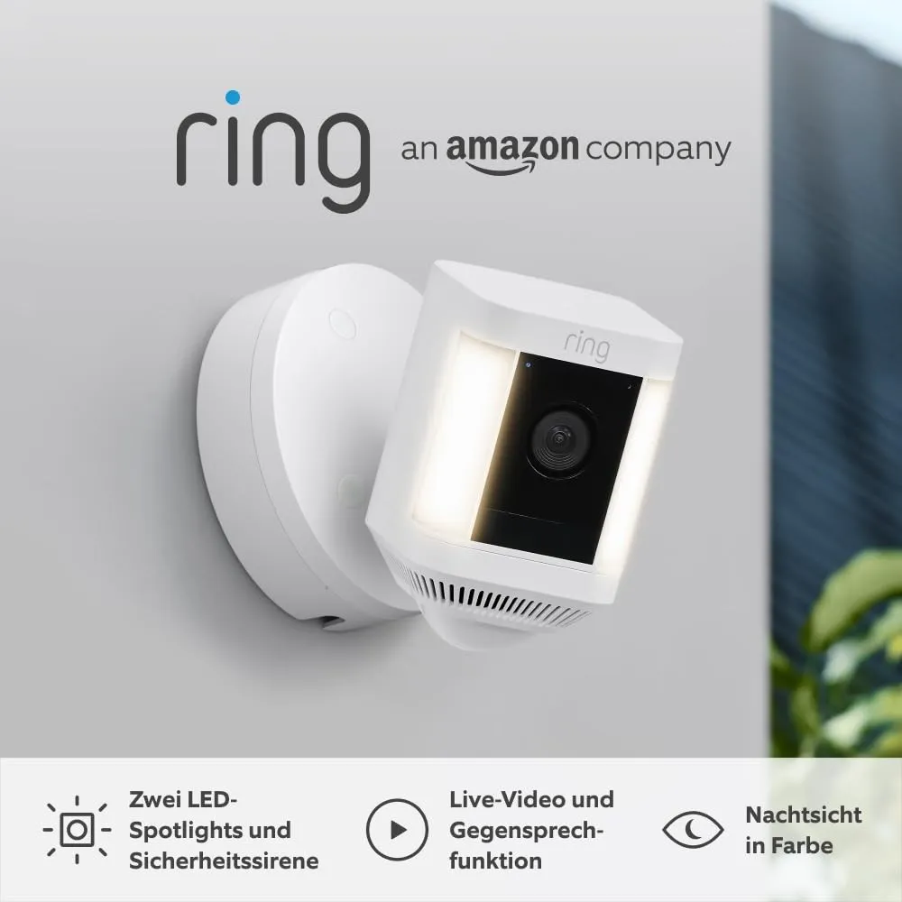Ring Spotlight Cam Plus Wired von Amazon | 1080p-HD-Video, Gegensprechfunktion, Nachtsicht in Farbe, LED-Spotlights, Si…