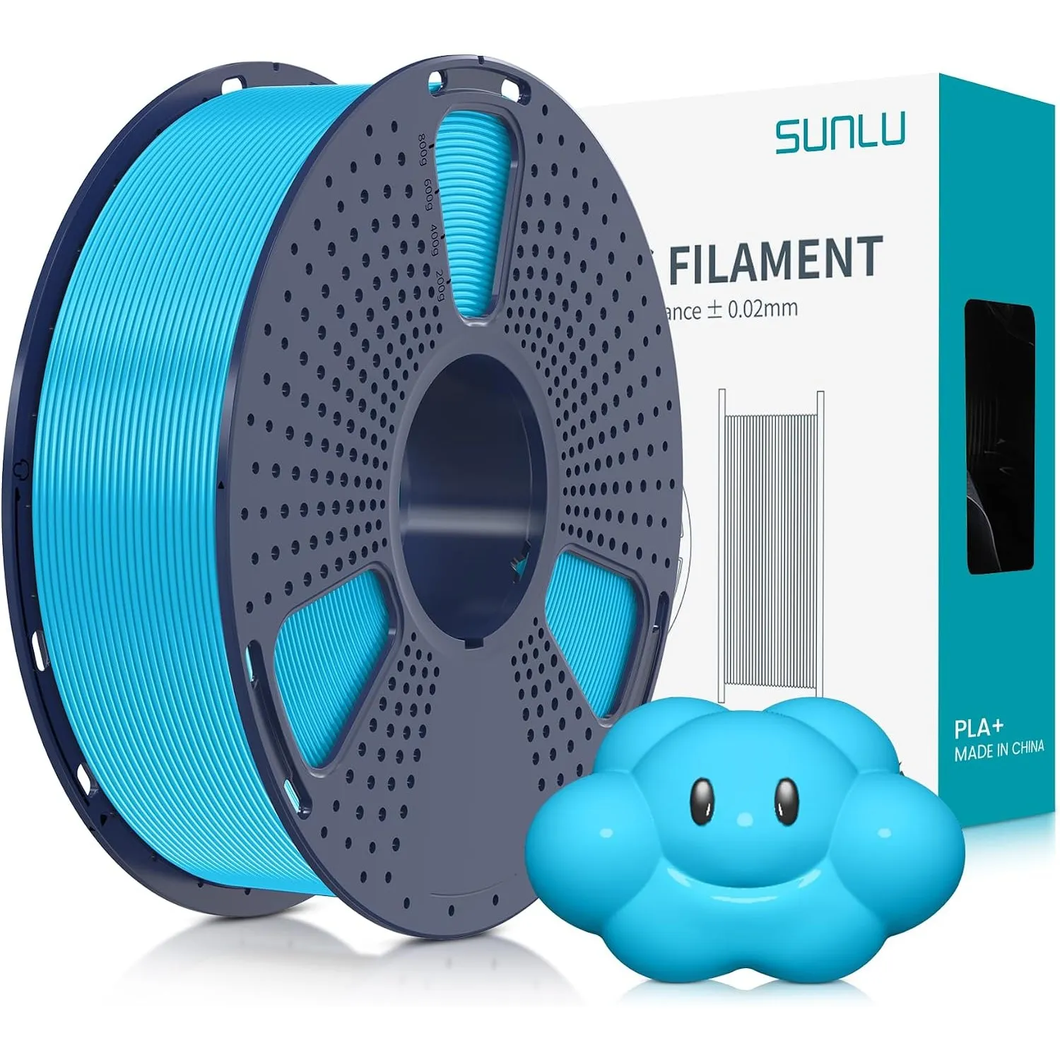 SUNLU PLA+ Filament 1.75mm, PLA Plus 3D Drucker Filament, 1KG Himmelblau | Härter und Stärker 3D Druck Filament PLA+, N…
