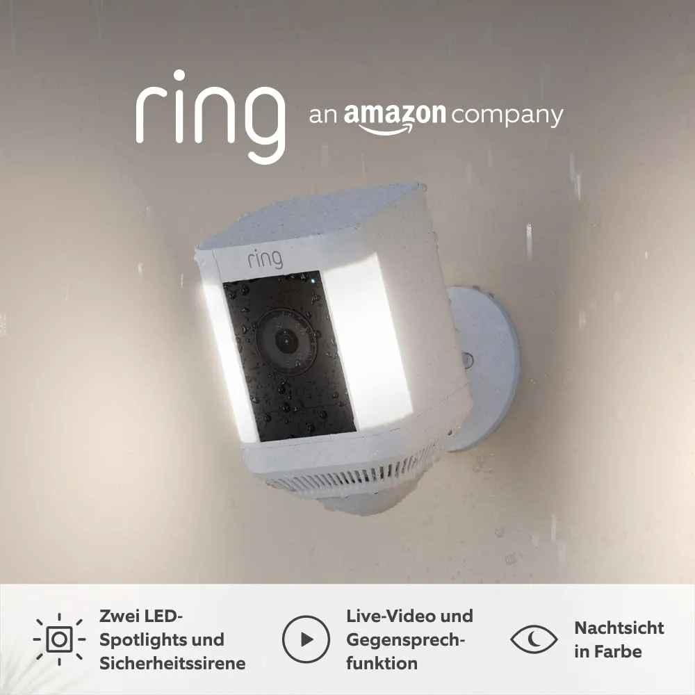 Ring Spotlight Cam Plus Battery | Überwachungskamera aussen mit WLAN, HD-Video, Sicherheitskamera mit LED-Flutlicht, Na…