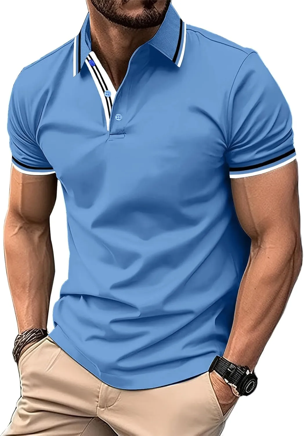 SwissWell Men's Short Sleeve Polo Shirt Breathable T-Shirt Golf Summer Polo Shirts Men Business Work T Shirt Polo Shirt