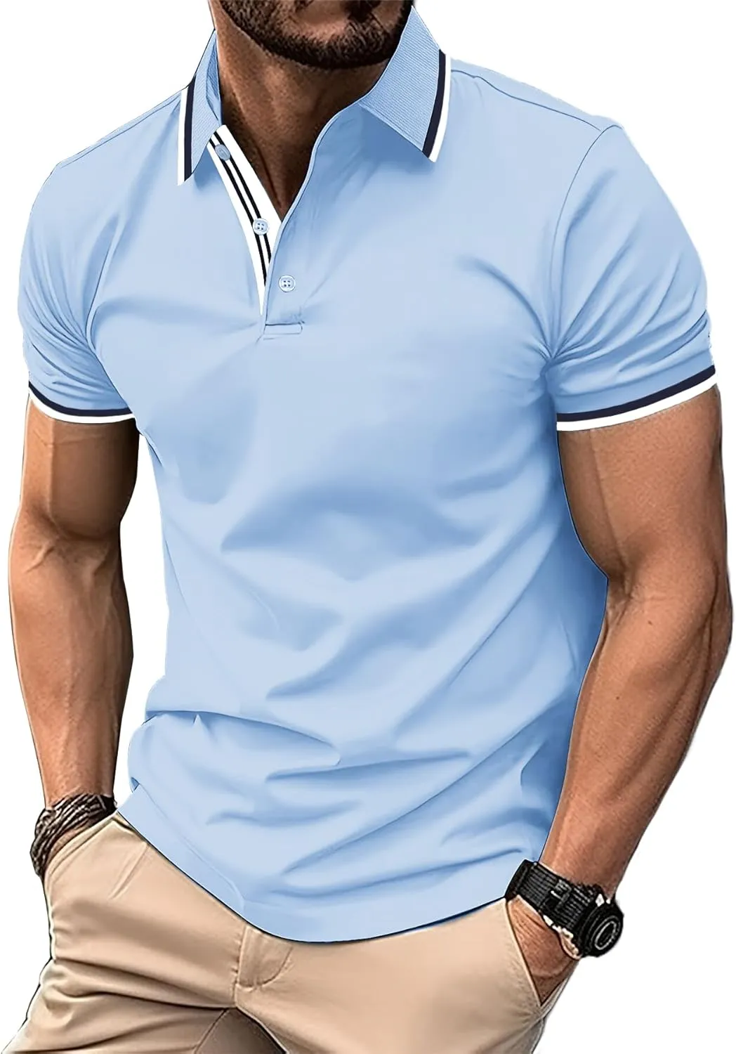SwissWell Men's Short Sleeve Polo Shirt Breathable T-Shirt Golf Summer Polo Shirts Men Business Work T Shirt Polo Shirt