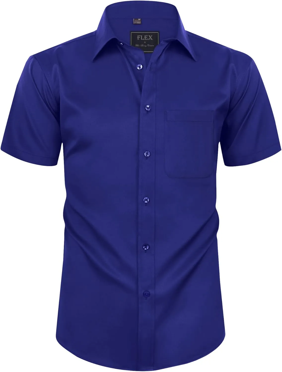 siliteelon Men's Short Sleeve Shirts, Casual, Regular Fit, Non-Iron Business Shirt, Wrinkle-Free, Formal Shirt with Poc…