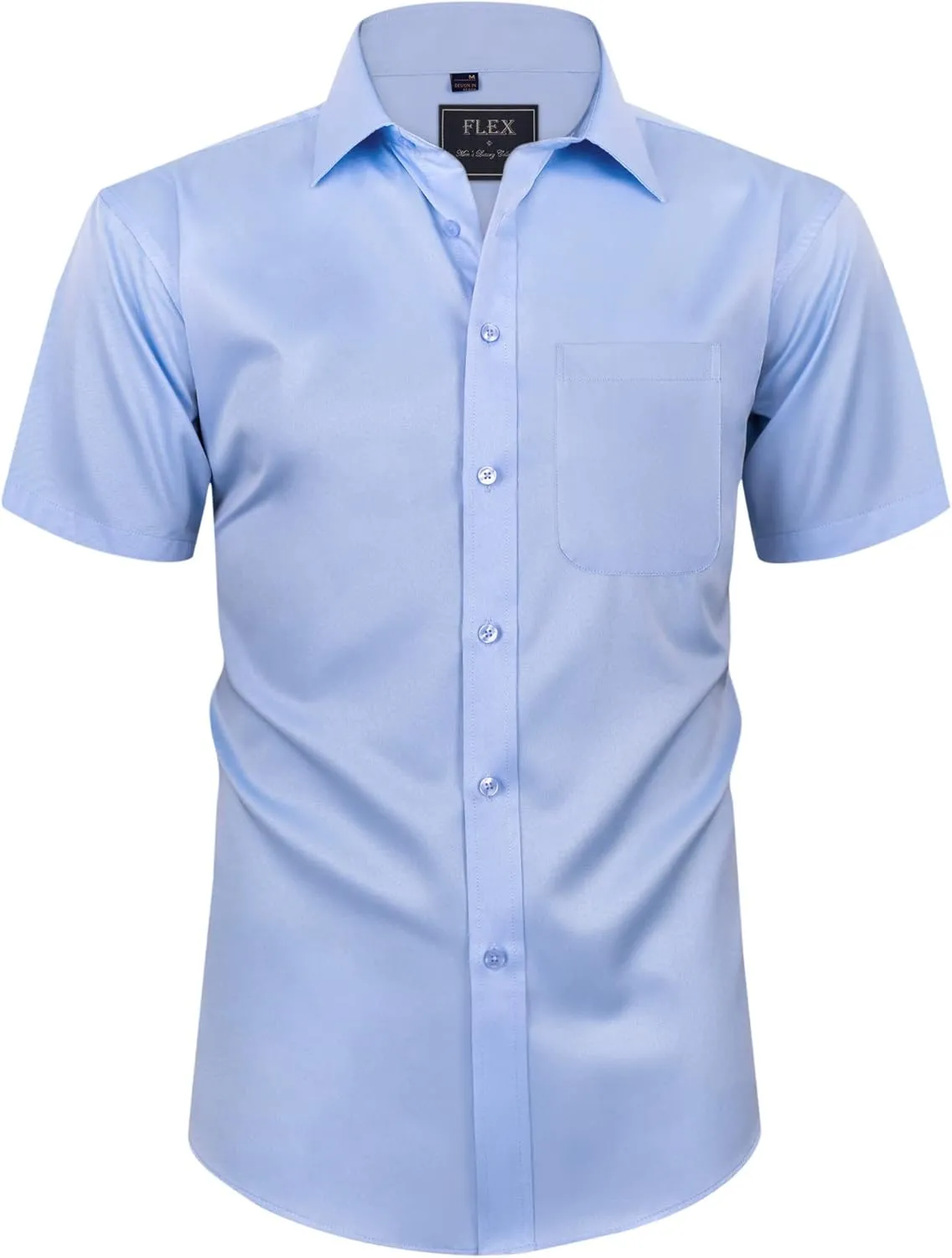 siliteelon Herren Kurzarm Hemden Casual Regular Fit Bügelfrei Business Hemd Faltenfrei Formales Hemd mit Tasche