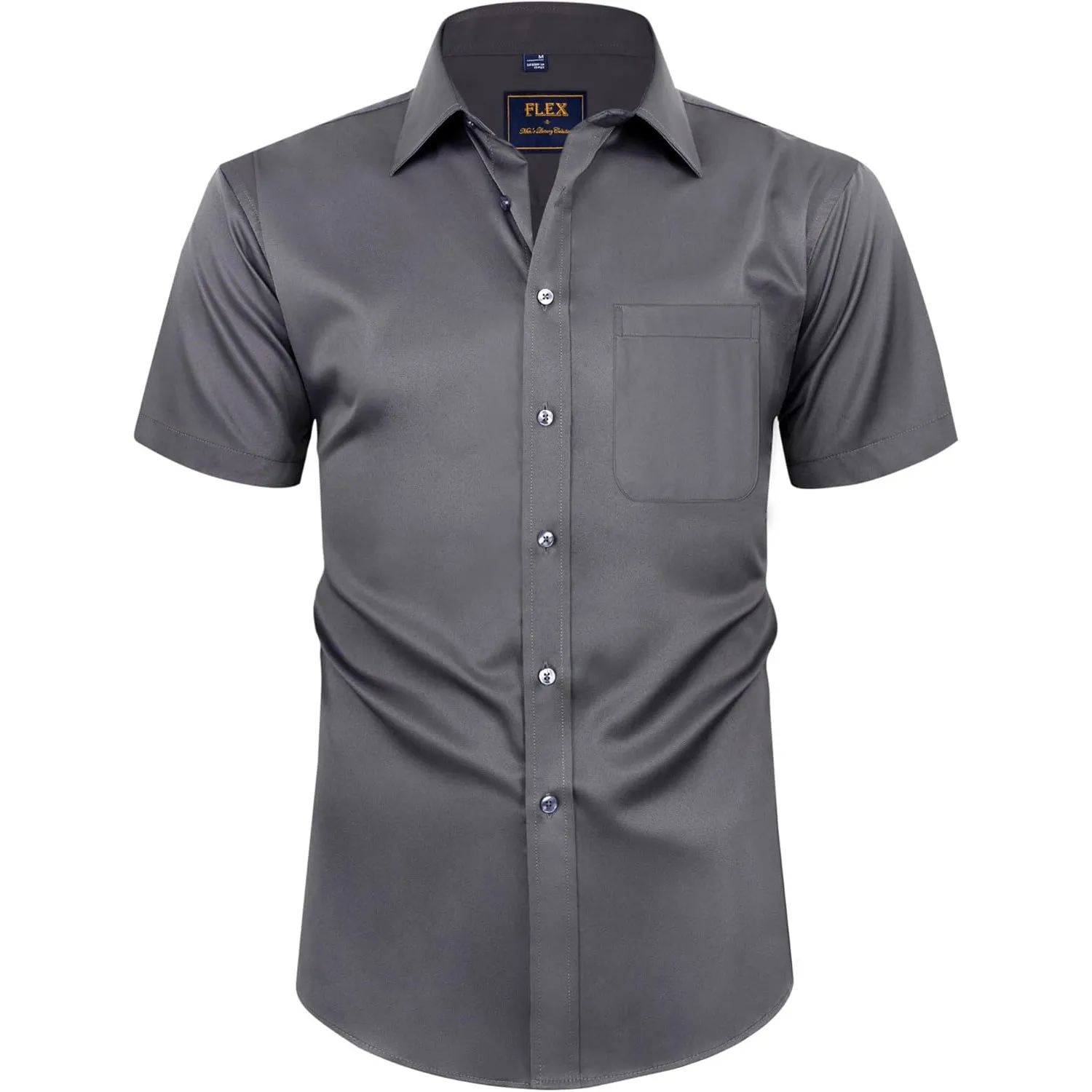 siliteelon Herren Kurzarm Hemden Casual Regular Fit Bügelfrei Business Hemd Faltenfrei Formales Hemd mit Tasche
