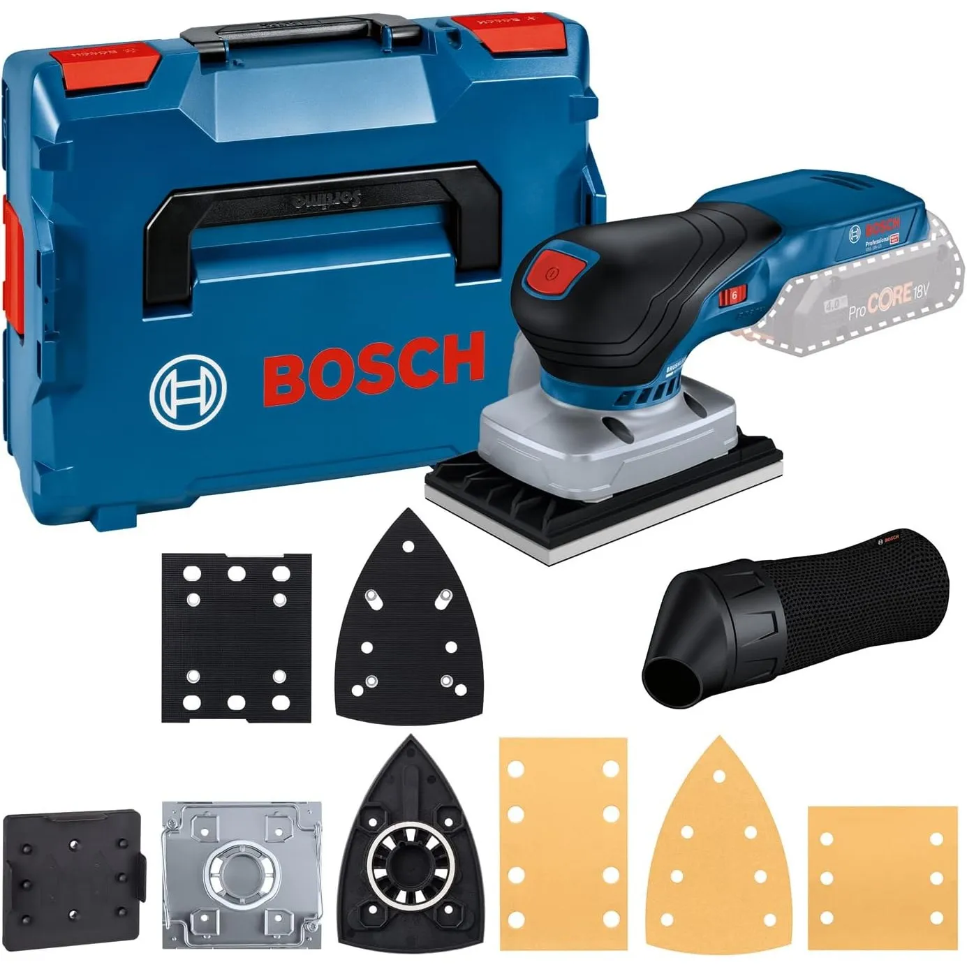 Bosch Professional 18V System Akku Schwingschleifer GSS 18V-13 (bürstenloser Motor, inkl. Staubbeutel, 3x Schleifplatte…