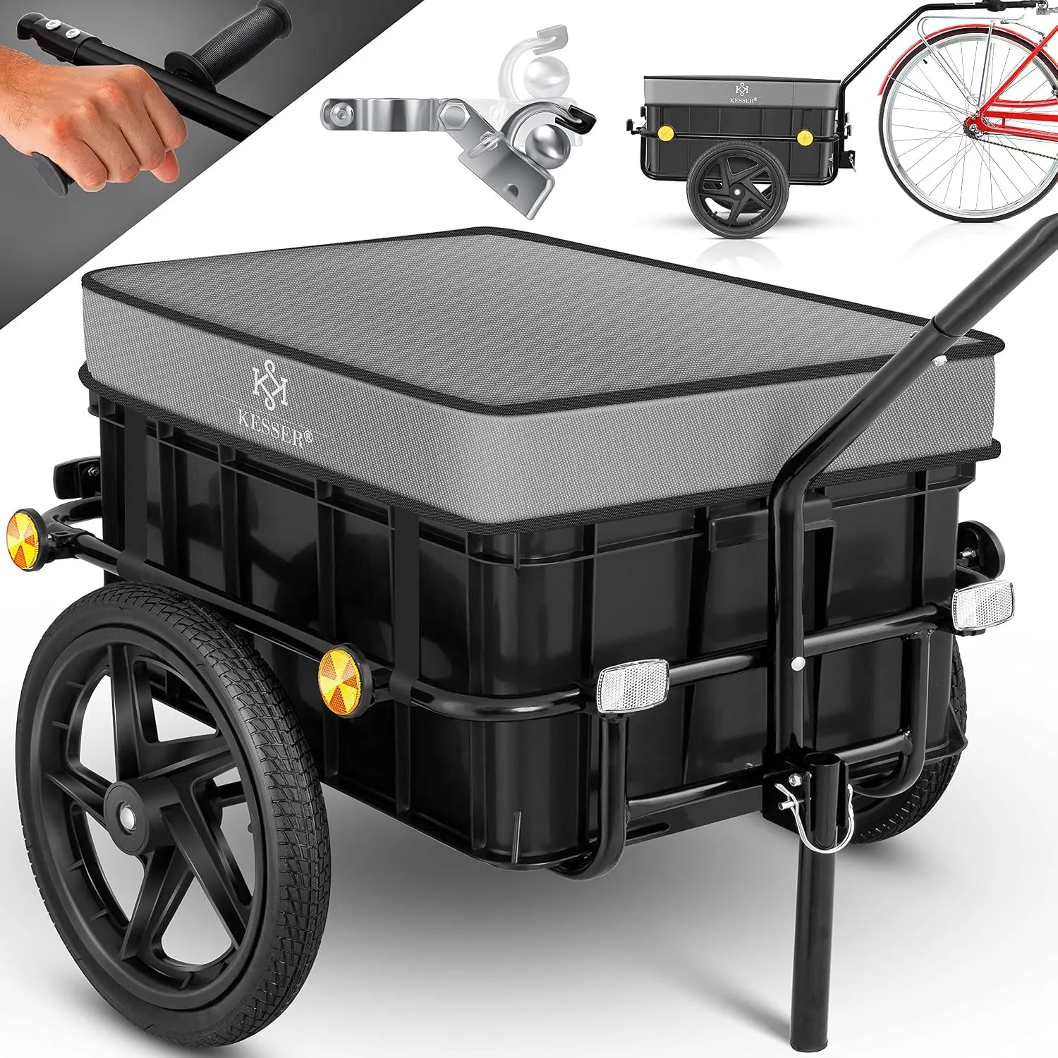 KESSER® Fahrradanhänger, Lastenanhänger, Handwagen mit Kupplung, Hochdeichsel, für Fahrrad Transportanhänger Transportb…
