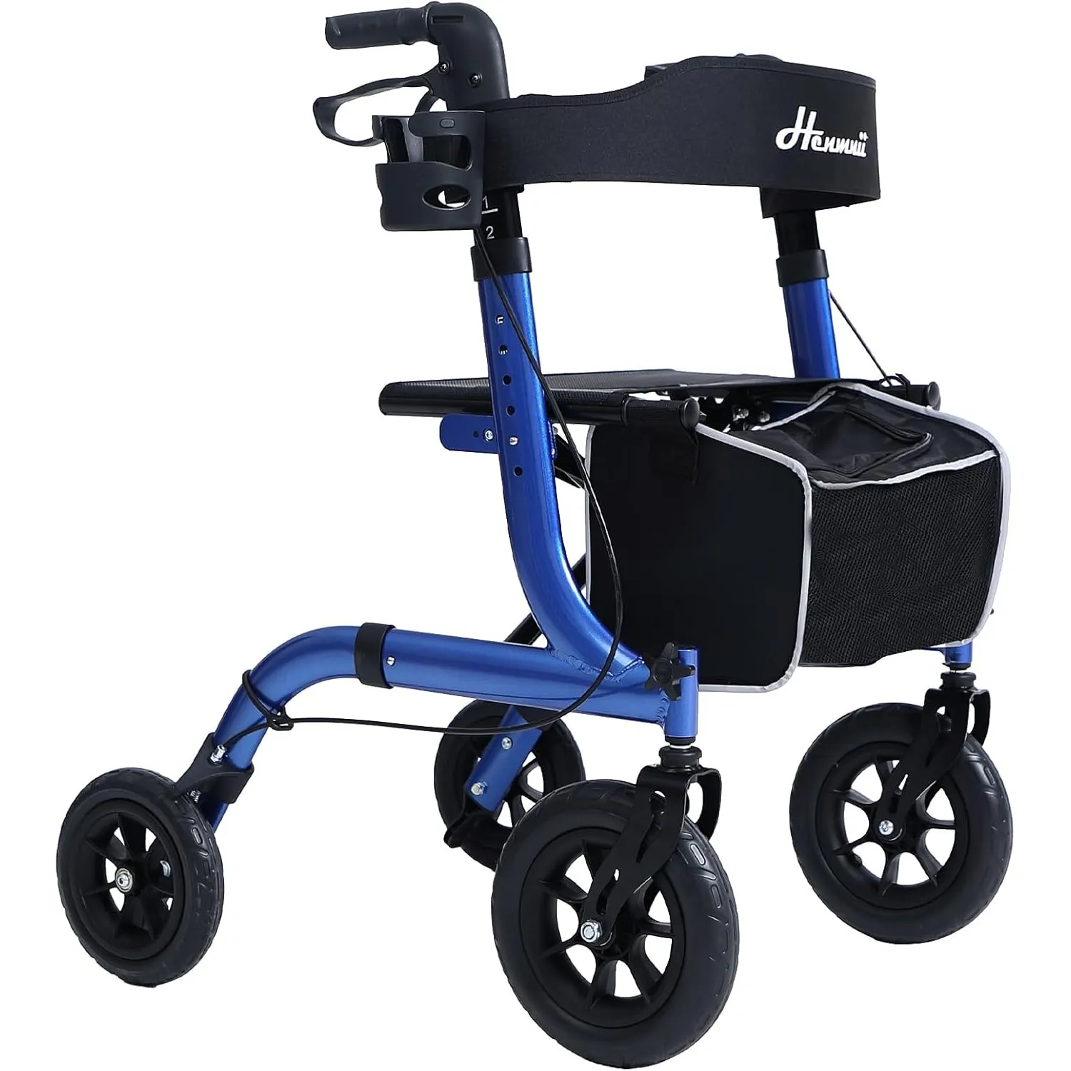 Rollator Faltbar mit Sitzpolster, Einkaufstasche & Stockhalter – Höhenverstellbar, Leicht & Schmal für Senioren – Gehwa…
