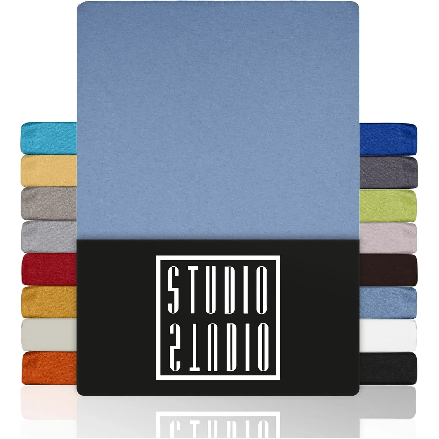 STUDIO Basic Spannbettlaken 160x200cm – Jersey-Spannbetttuch aus 100 % gekämmter Baumwolle – Mittelblau – Öko-Tex Zerti…