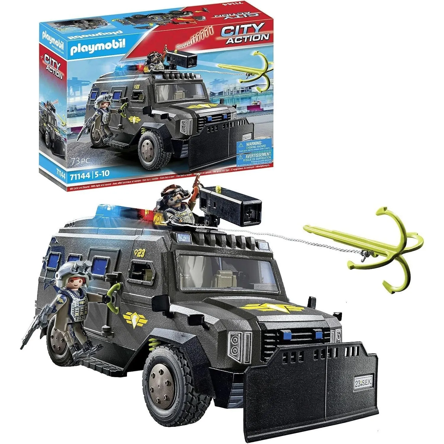 PLAYMOBIL | City Action |SWAT-Geländefahrzeug | mit Licht und Sound | Spielzeug für Kinder ab 5 Jahren | 71144