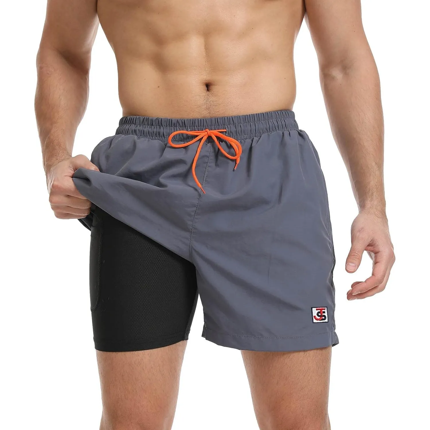 JustSun Badehose Herren Schnelltrocknend Boardshorts mit Mesh-Futter und Verstellbarem Tunnelzug