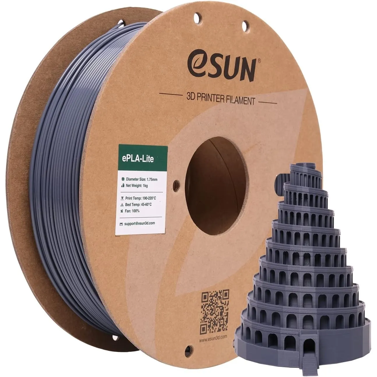eSUN PLA Filament 1.75mm, Modifiziertes 3D Drucker Filament PLA, Maßgenauigkeit +/- 0.03mm, 1KG Spule (2.2 LBS) 3D Druc…
