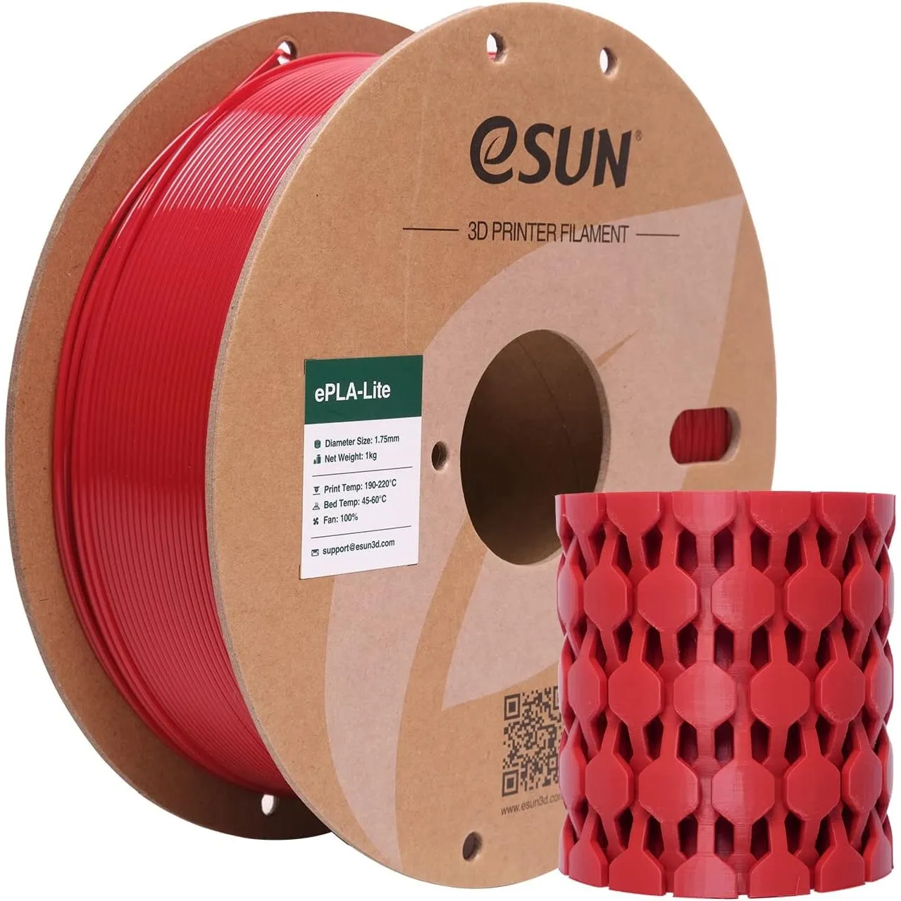 eSUN PLA Filament 1.75mm, Modifiziertes 3D Drucker Filament PLA, Maßgenauigkeit +/- 0.03mm, 1KG Spule (2.2 LBS) 3D Druc…