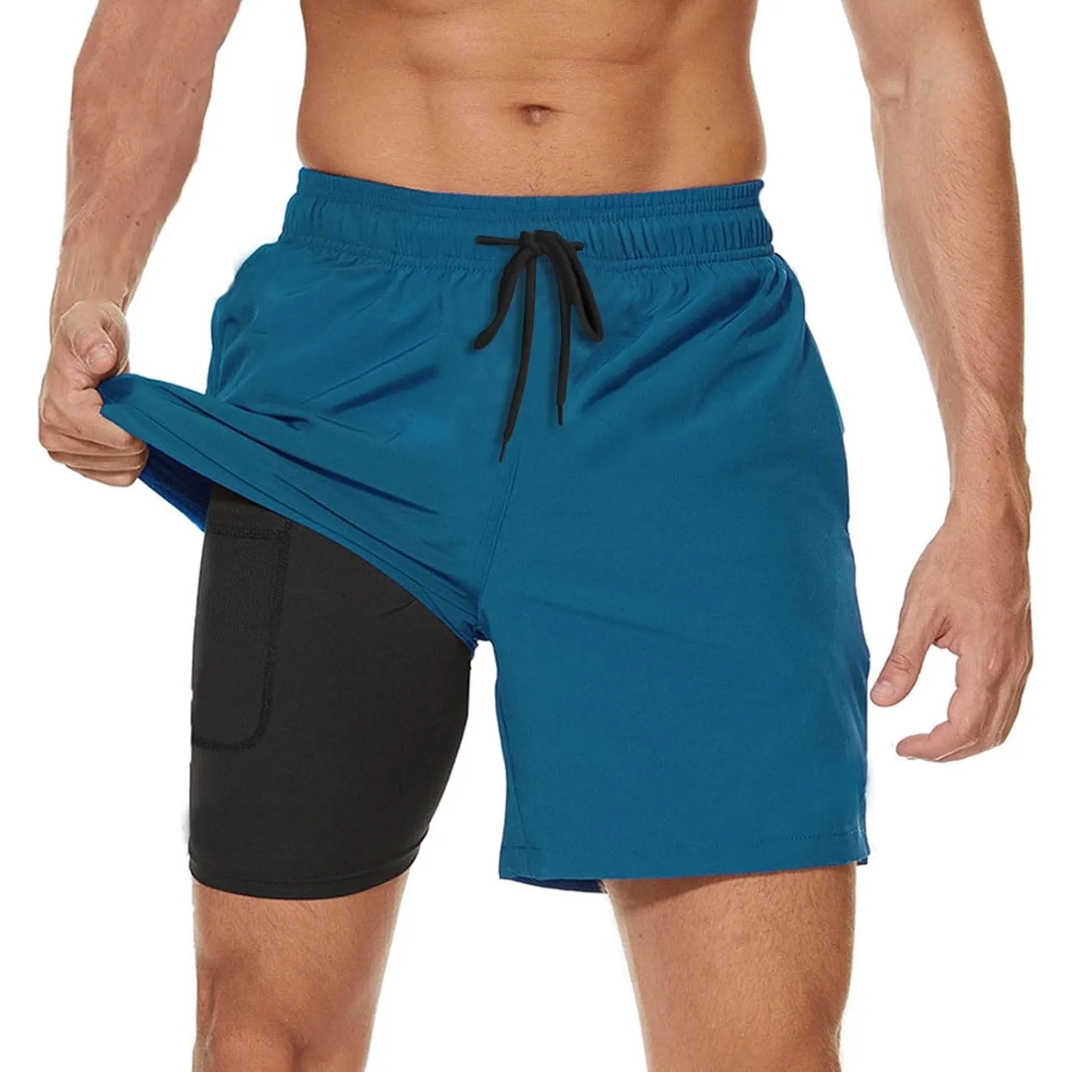 JustSun Badehose Herren Schnelltrocknend Boardshorts mit Mesh-Futter und Verstellbarem Tunnelzug