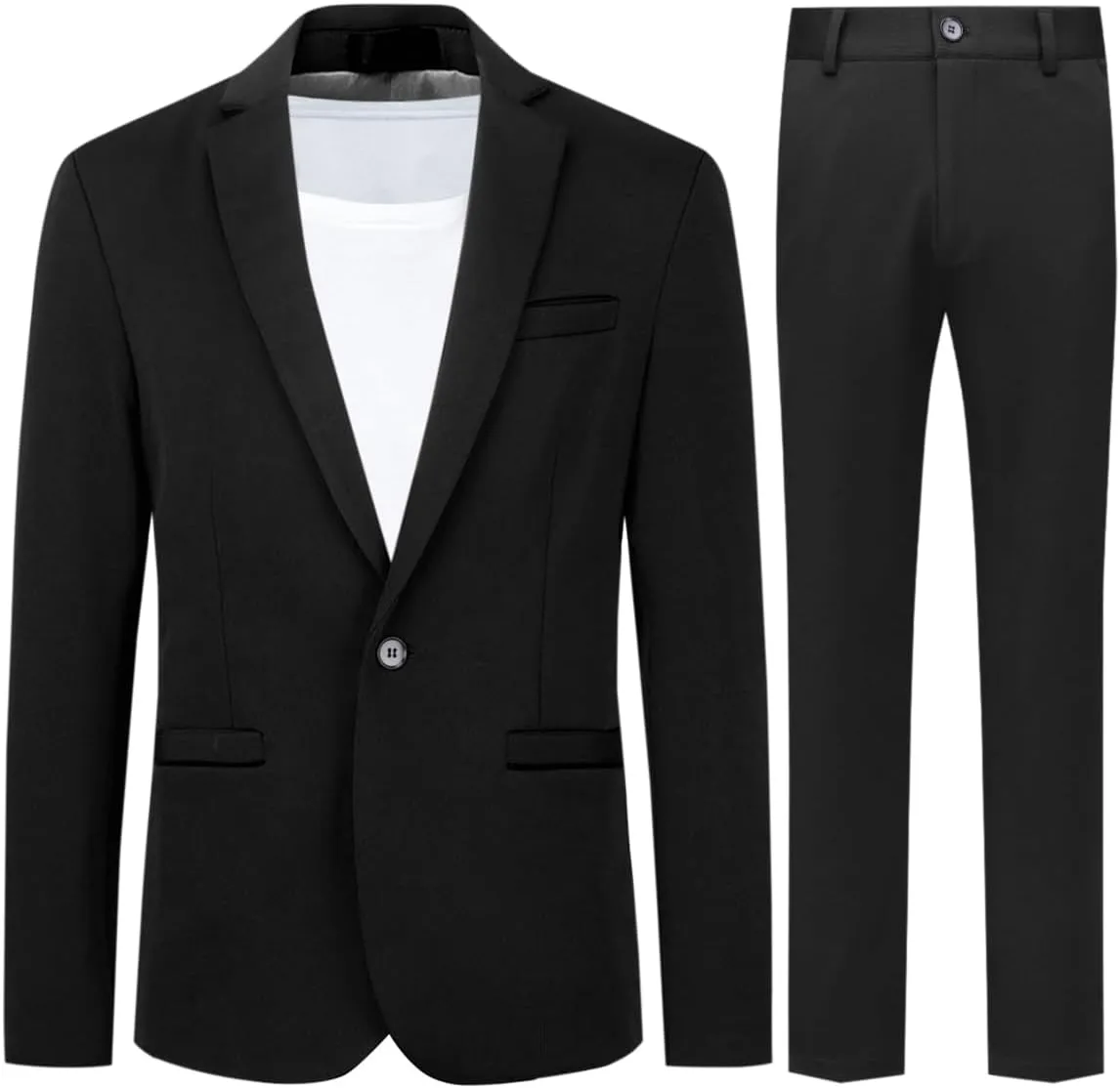 Allthemen Men's Stretch 2-Piece Suit Slim Fit Business Wedding Suit 1 Button for Men