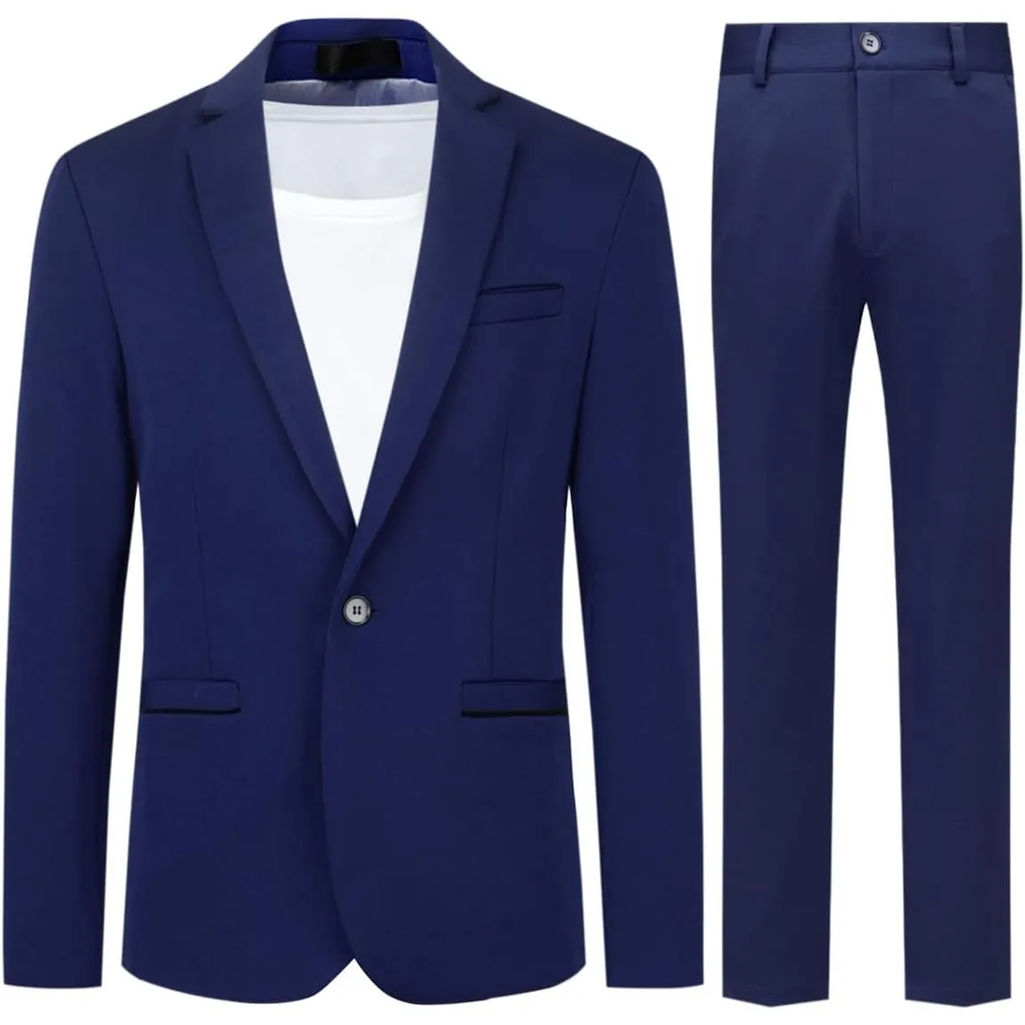 Allthemen Herren Anzug Stretch 2 Teilig Herrenanzug Slim Fit Business Hochzeitsanzug 1 Knopf für Männer