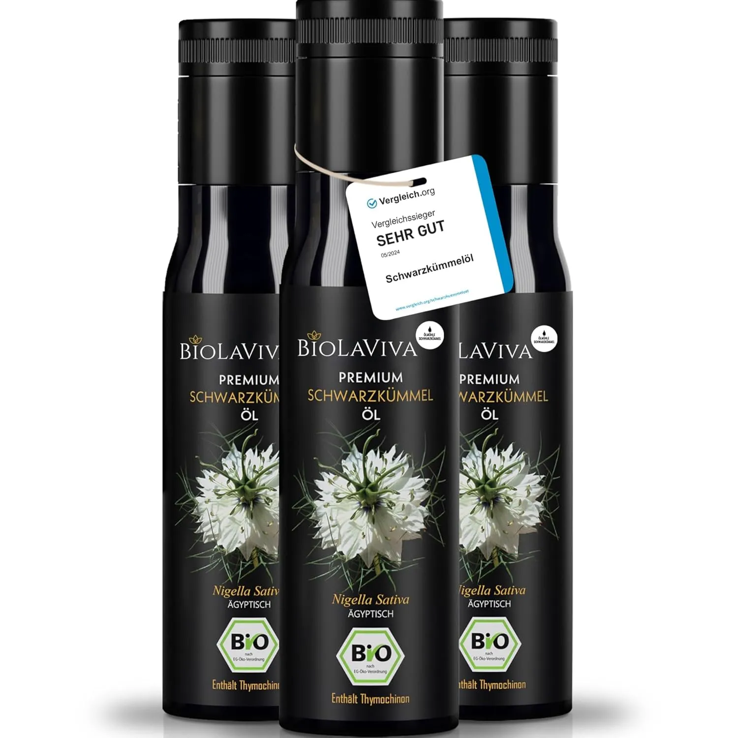 Premium BIO Schwarzkümmelöl – kaltgepresst & ungefiltert – hoher Thymochinongehalt - 100% Nigella sativa aus Ägypten – …