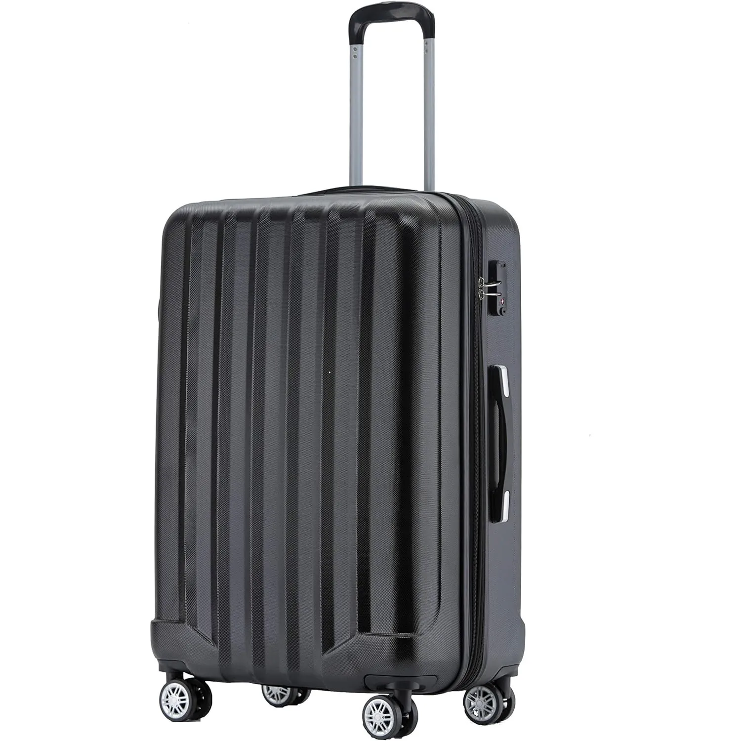 BEIBYE TSA-Schloß 2080 Gepäck Zwillingsrollen Reisekoffer Koffer Trolley Hartschale Dehnungsfuge (Schwarz, L)