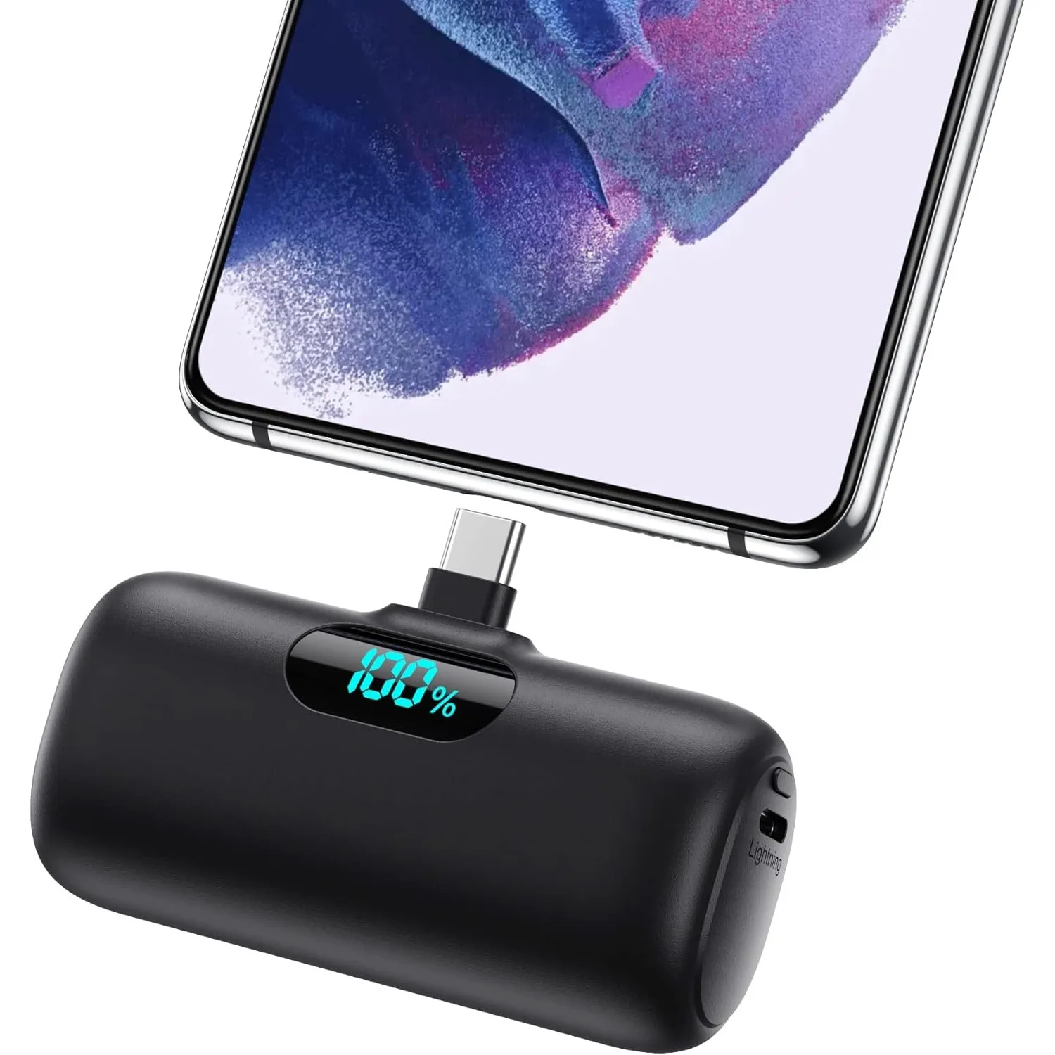 Feob Power Bank USB C 5000mAh, 15W PD 3.0A Schnelles Aufladen Powerbank Schlank LCD Display Extrener Akku Pack Kompatib…