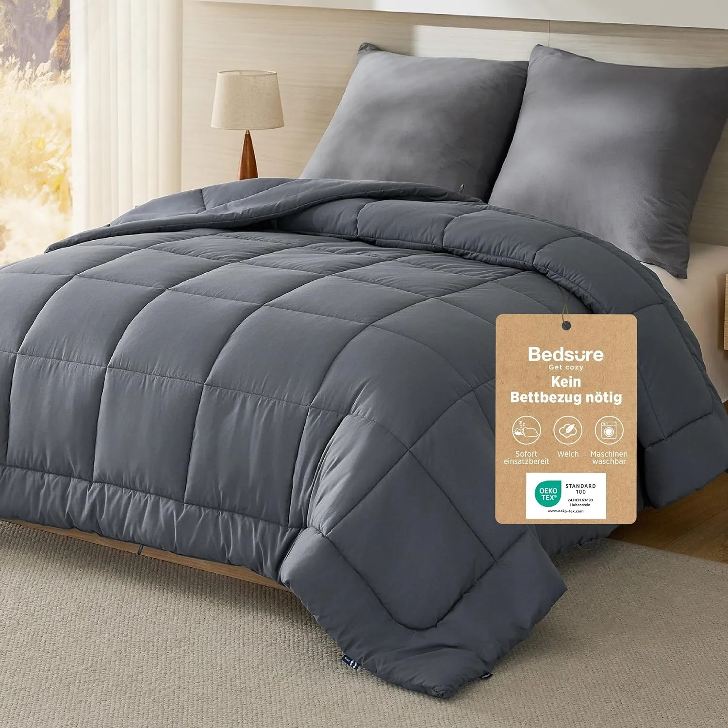 BEDSURE Bettdecke Ohne Bezug 200x200 - Bettdecke mit Integriertem Bezug