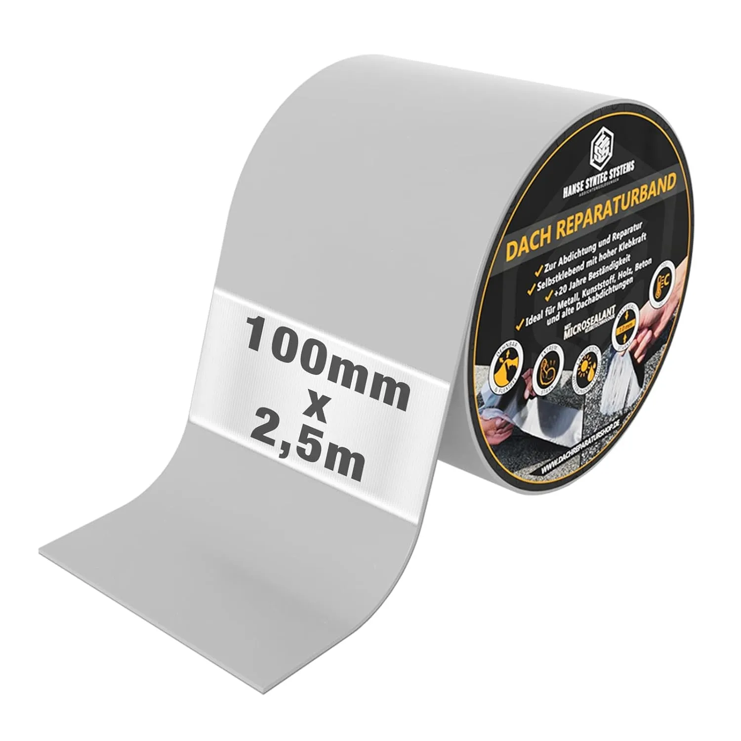 HSS Dach Reparaturband selbstklebend mit MicroSealant Klebstoff – für Dach & Abdichtungen – wasserdichtes Klebeband – G…