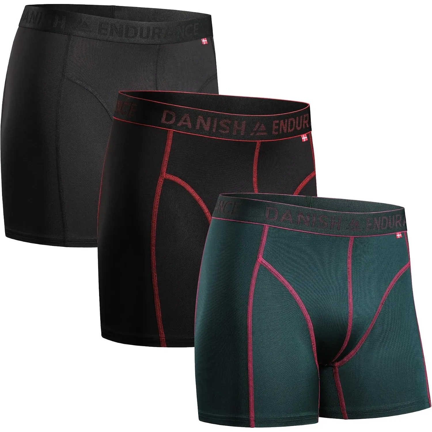DANISH ENDURANCE 3er Pack Sport Boxershorts Herren, Regulär oder Lang | Funktionsunterwäsche, Elastisch & Atmungsaktiv,…