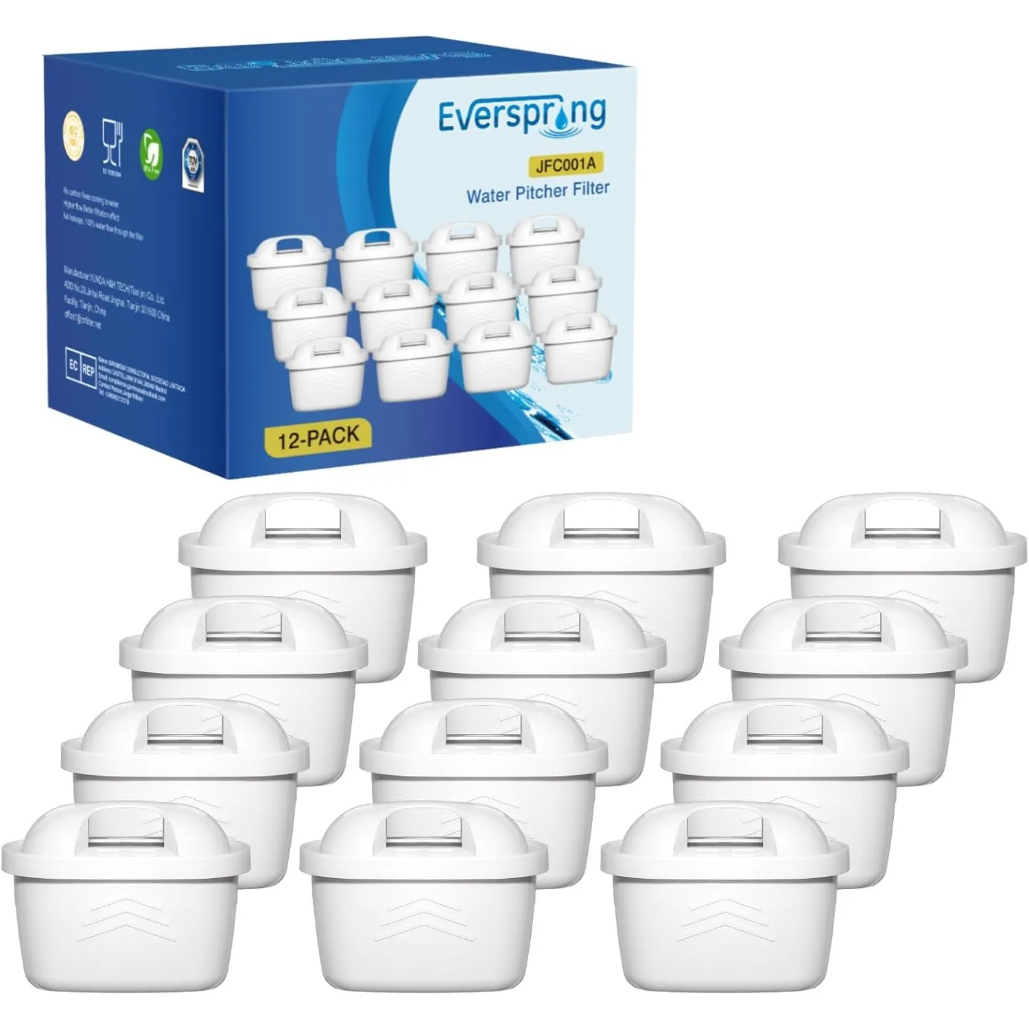 EVERSPRING Wasserfilter Kompatibel mit Brita Maxtra+, Maxtra Plus,Mavea,Anna Duomax,12 Stück