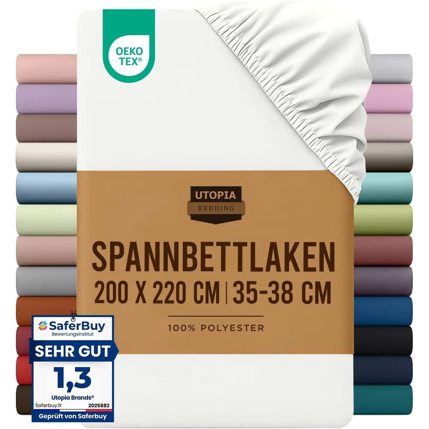 Utopia Bedding - Spannbettlaken 200x220cm - Weiß