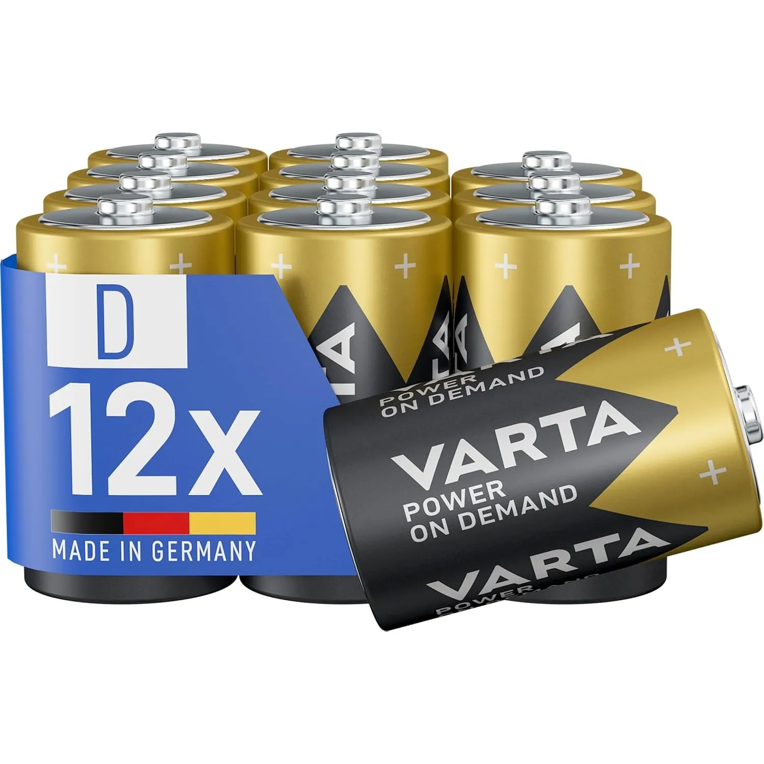 VARTA Batterien D, 12 Stück Vorratspack, Power on Demand, Alkaline, 1,5 V | Monozellen LR20, Made in Germany, bis 10 Ja…
