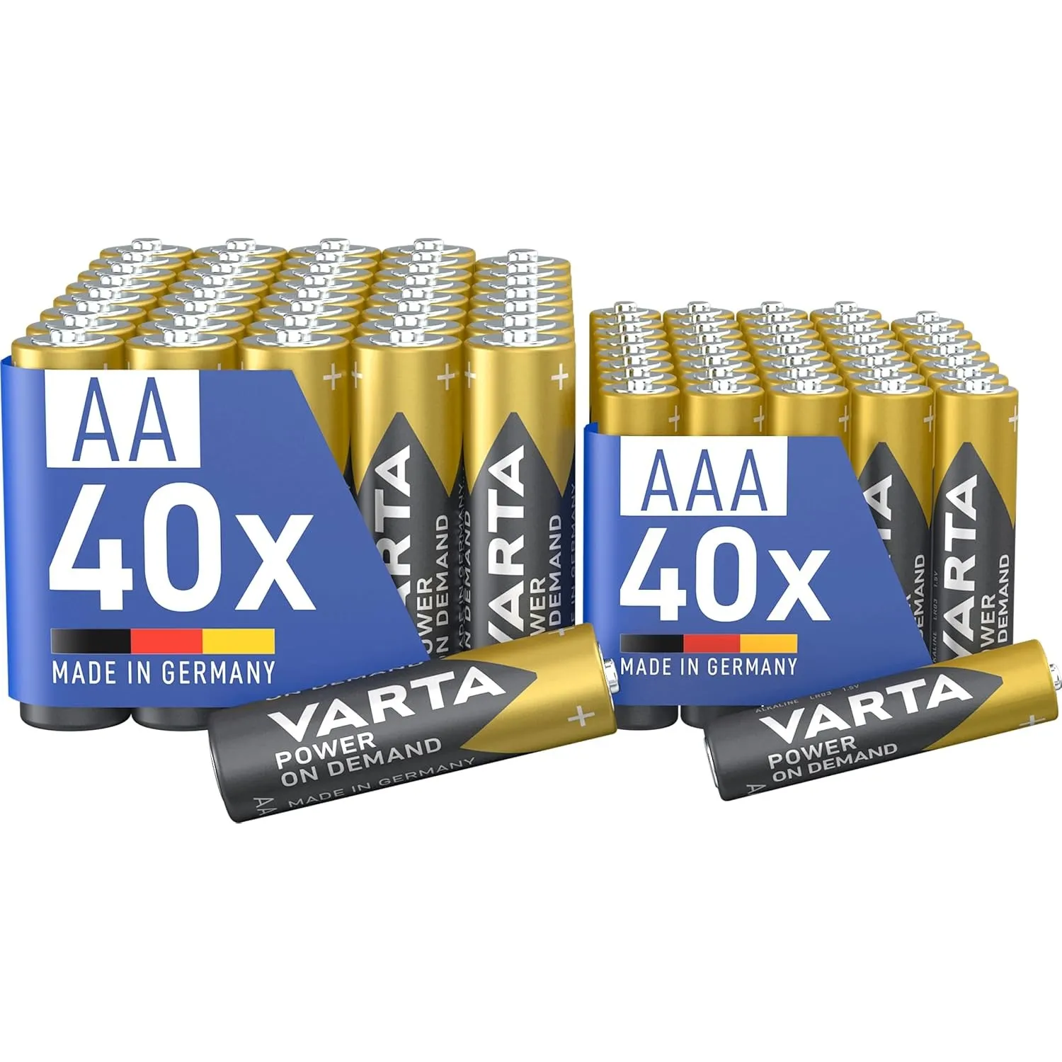 VARTA Batterien Mischpack AA und AAA, 80 Stück, Power on Demand, Alkaline